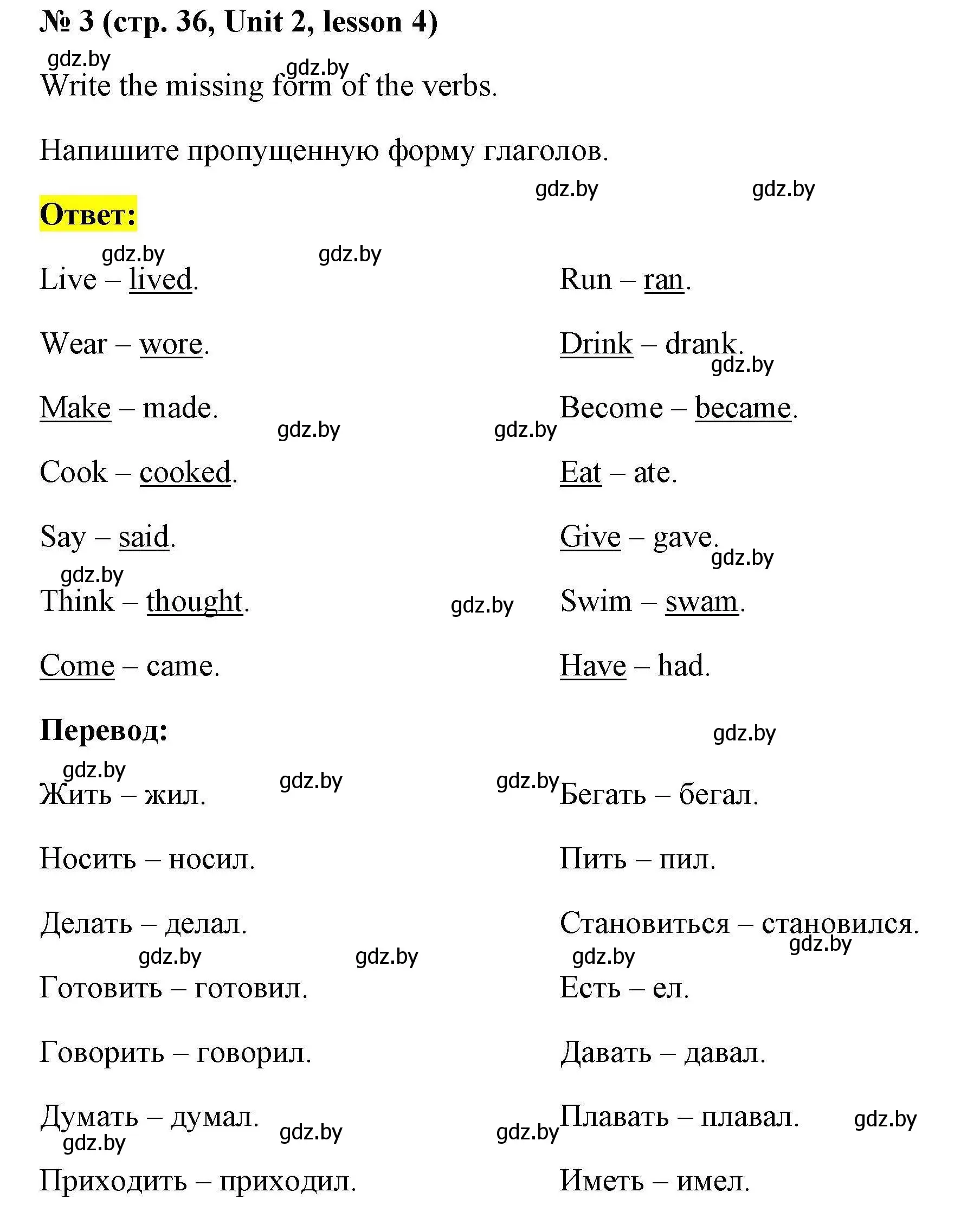 Решение номер 3 (страница 36) гдз по английскому языку 5 класс Лапицкая, Калишевич, рабочая тетрадь 1 часть