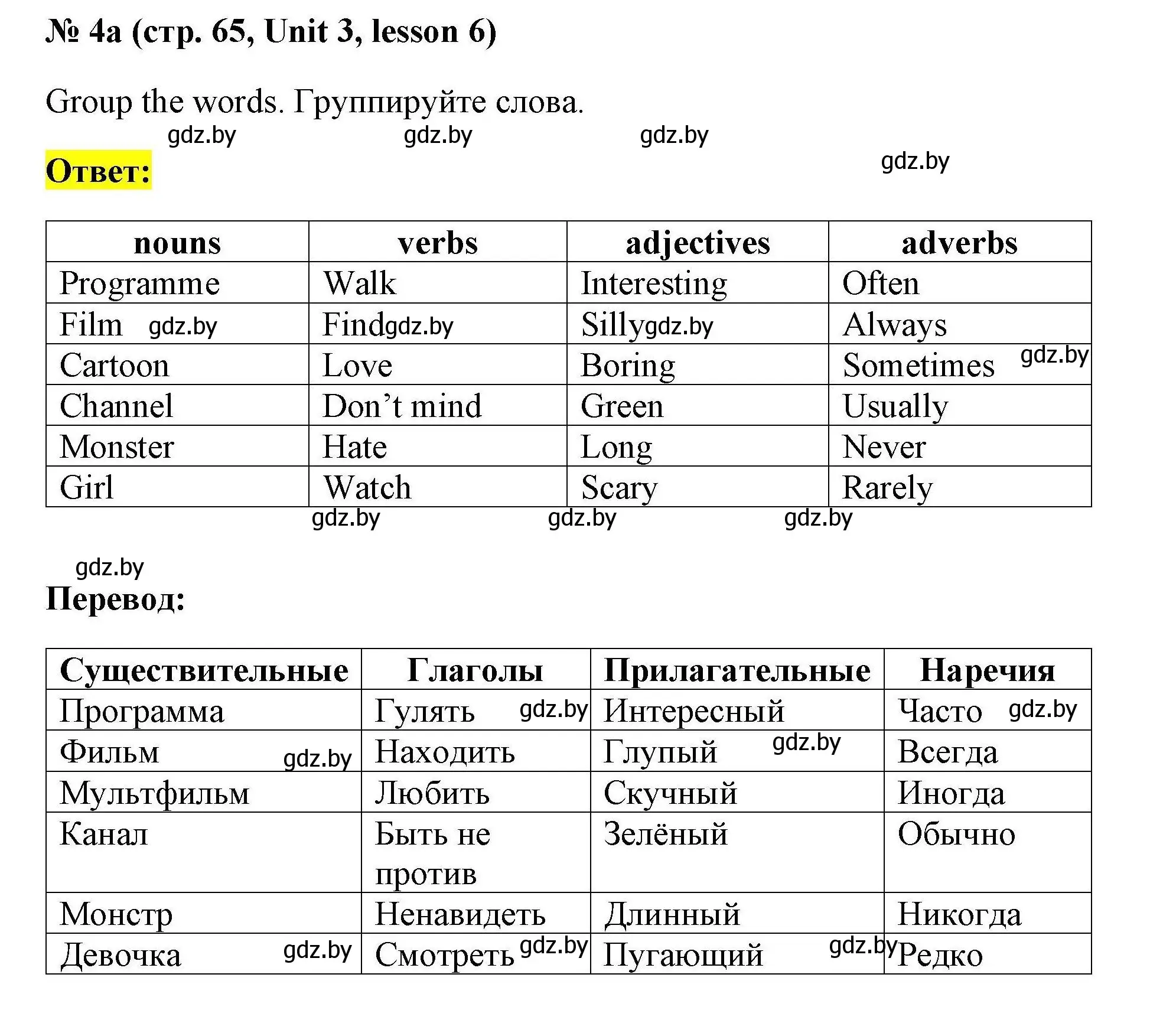 Решение номер 4a (страница 65) гдз по английскому языку 5 класс Лапицкая, Калишевич, рабочая тетрадь 1 часть