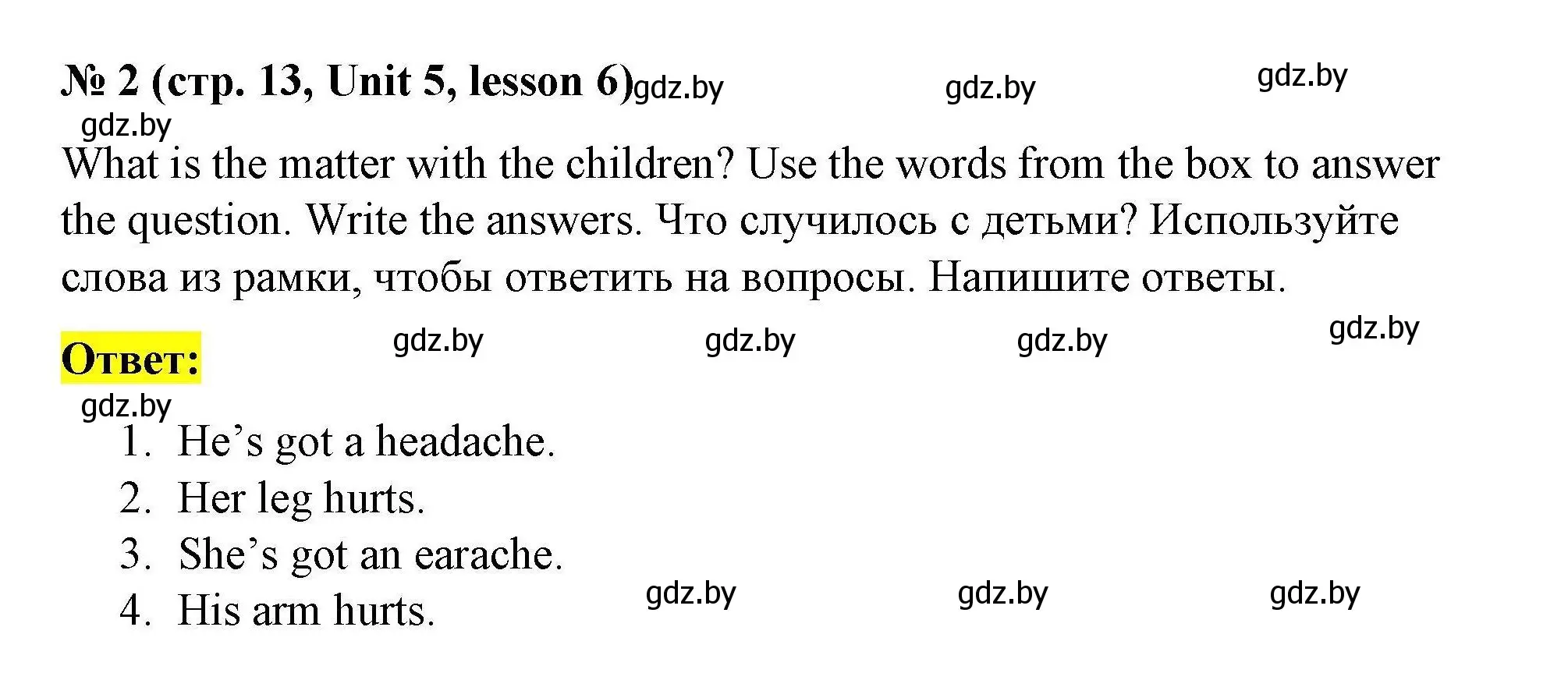 Решение номер 2 (страница 13) гдз по английскому языку 5 класс Лапицкая, Калишевич, рабочая тетрадь 2 часть