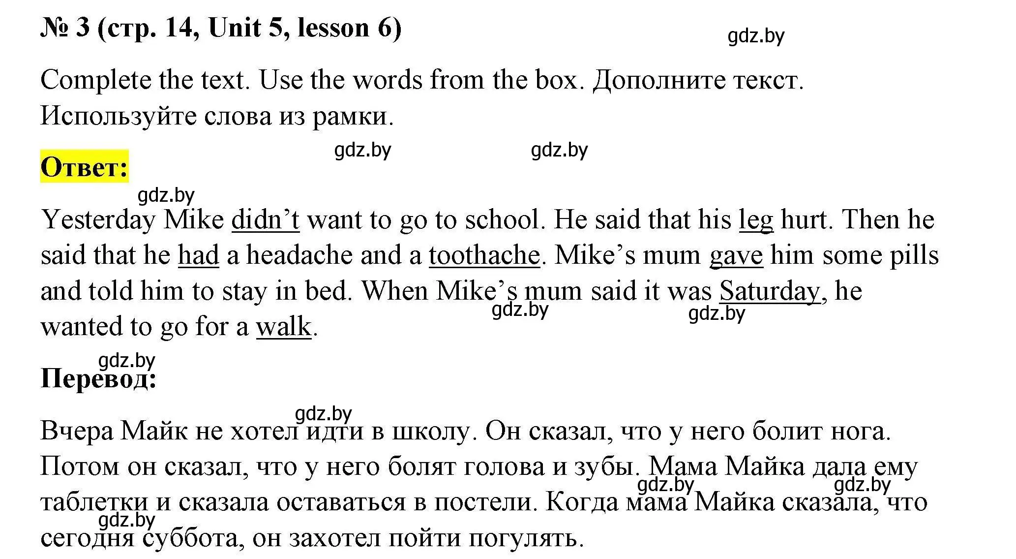 Решение номер 3 (страница 14) гдз по английскому языку 5 класс Лапицкая, Калишевич, рабочая тетрадь 2 часть