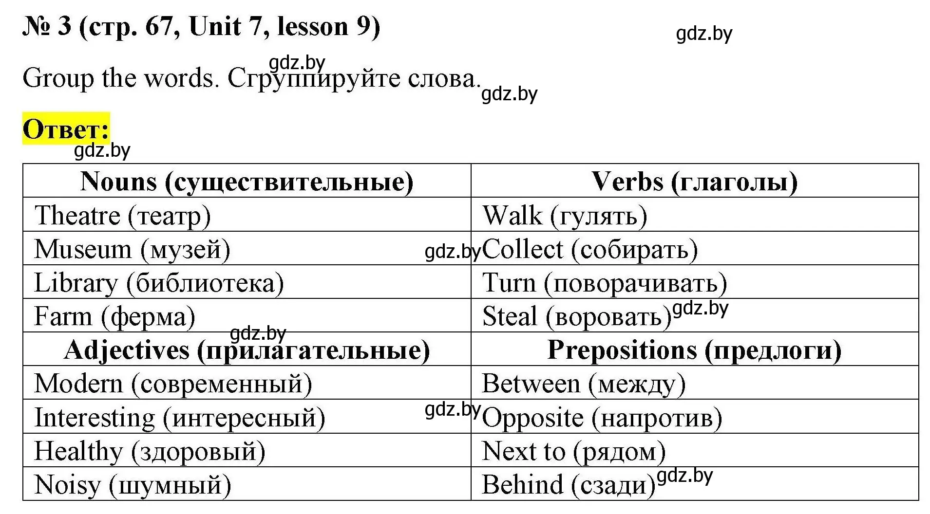 Решение номер 3 (страница 67) гдз по английскому языку 5 класс Лапицкая, Калишевич, рабочая тетрадь 2 часть