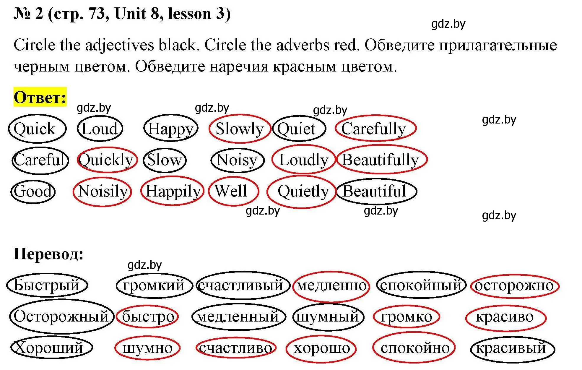 Решение номер 2 (страница 73) гдз по английскому языку 5 класс Лапицкая, Калишевич, рабочая тетрадь 2 часть