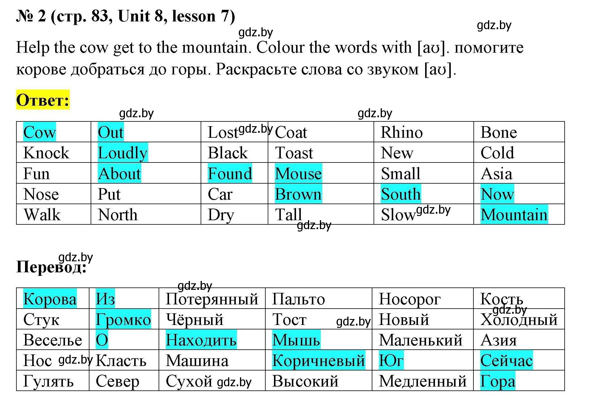 Решение номер 2 (страница 83) гдз по английскому языку 5 класс Лапицкая, Калишевич, рабочая тетрадь 2 часть