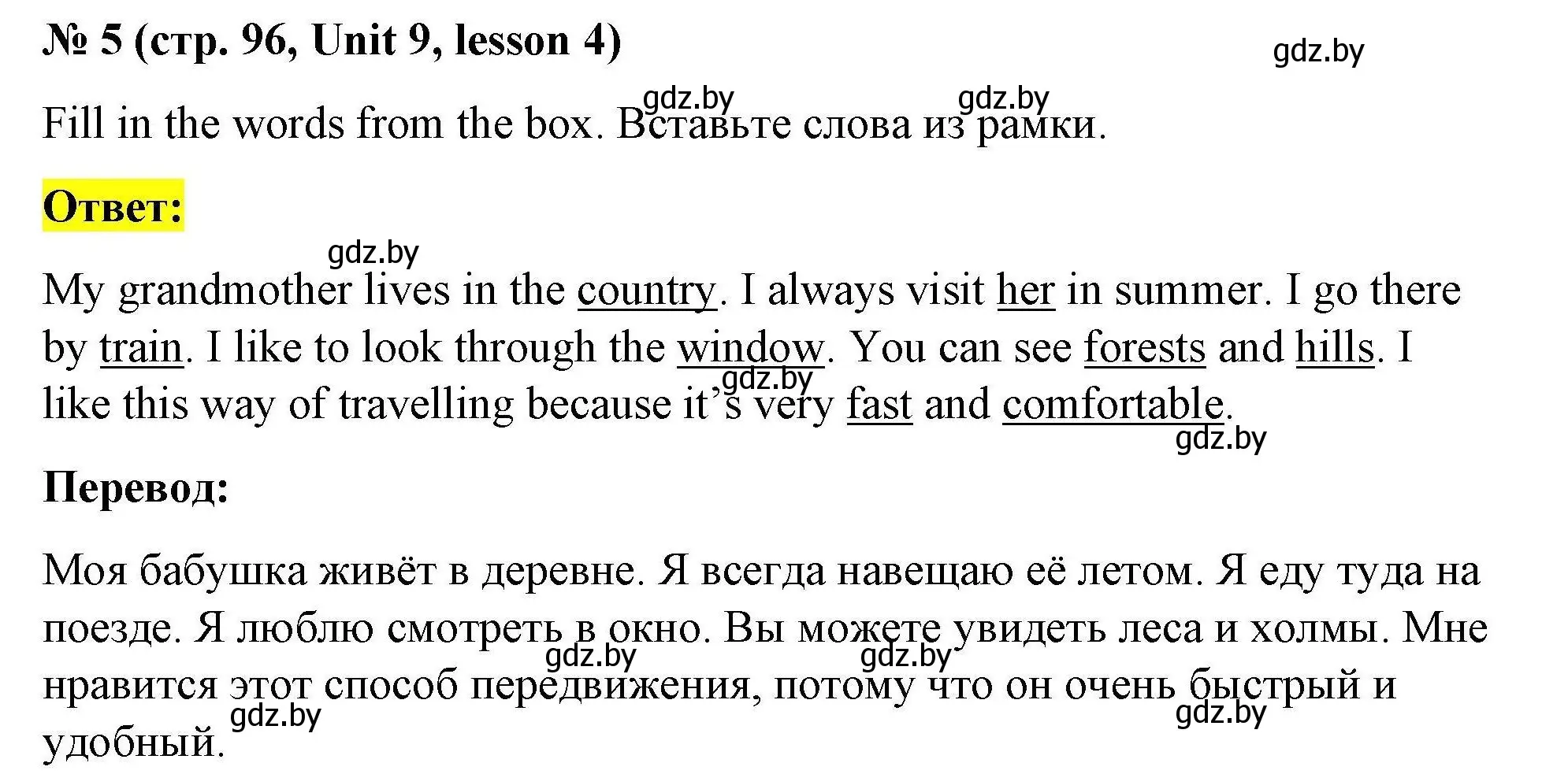 Решение номер 5 (страница 96) гдз по английскому языку 5 класс Лапицкая, Калишевич, рабочая тетрадь 2 часть