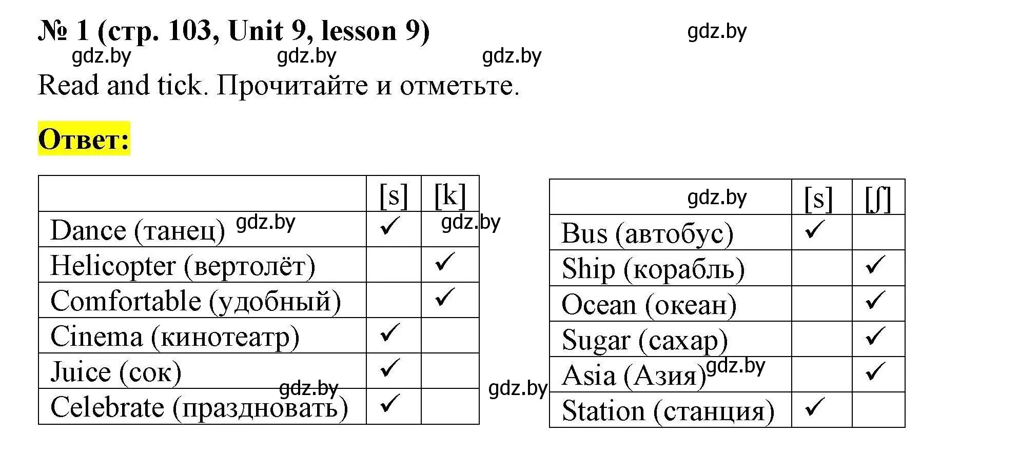 Решение номер 1 (страница 103) гдз по английскому языку 5 класс Лапицкая, Калишевич, рабочая тетрадь 2 часть