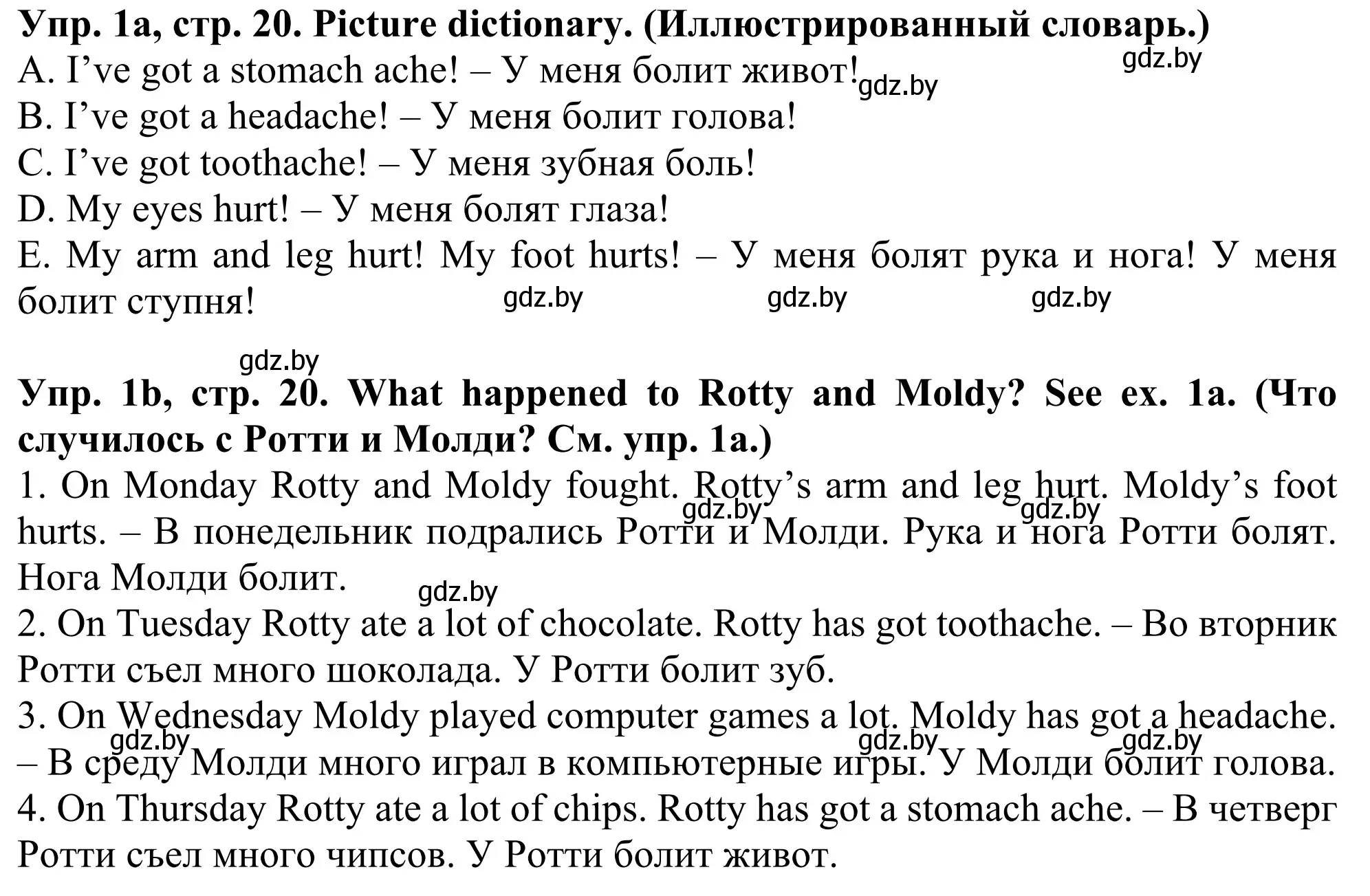 Решение номер 1 (страница 20) гдз по английскому языку 5 класс Лапицкая, Калишевич, учебник 2 часть