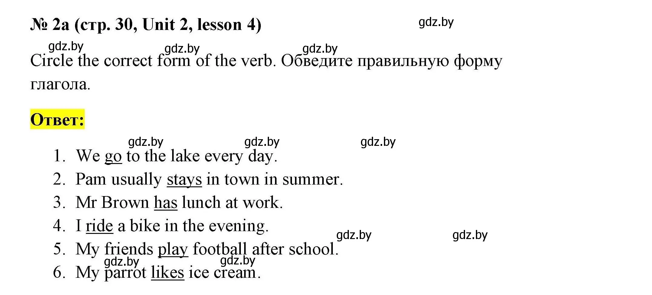 Решение номер 2a (страница 30) гдз по английскому языку 5 класс Севрюкова, практикум по грамматике