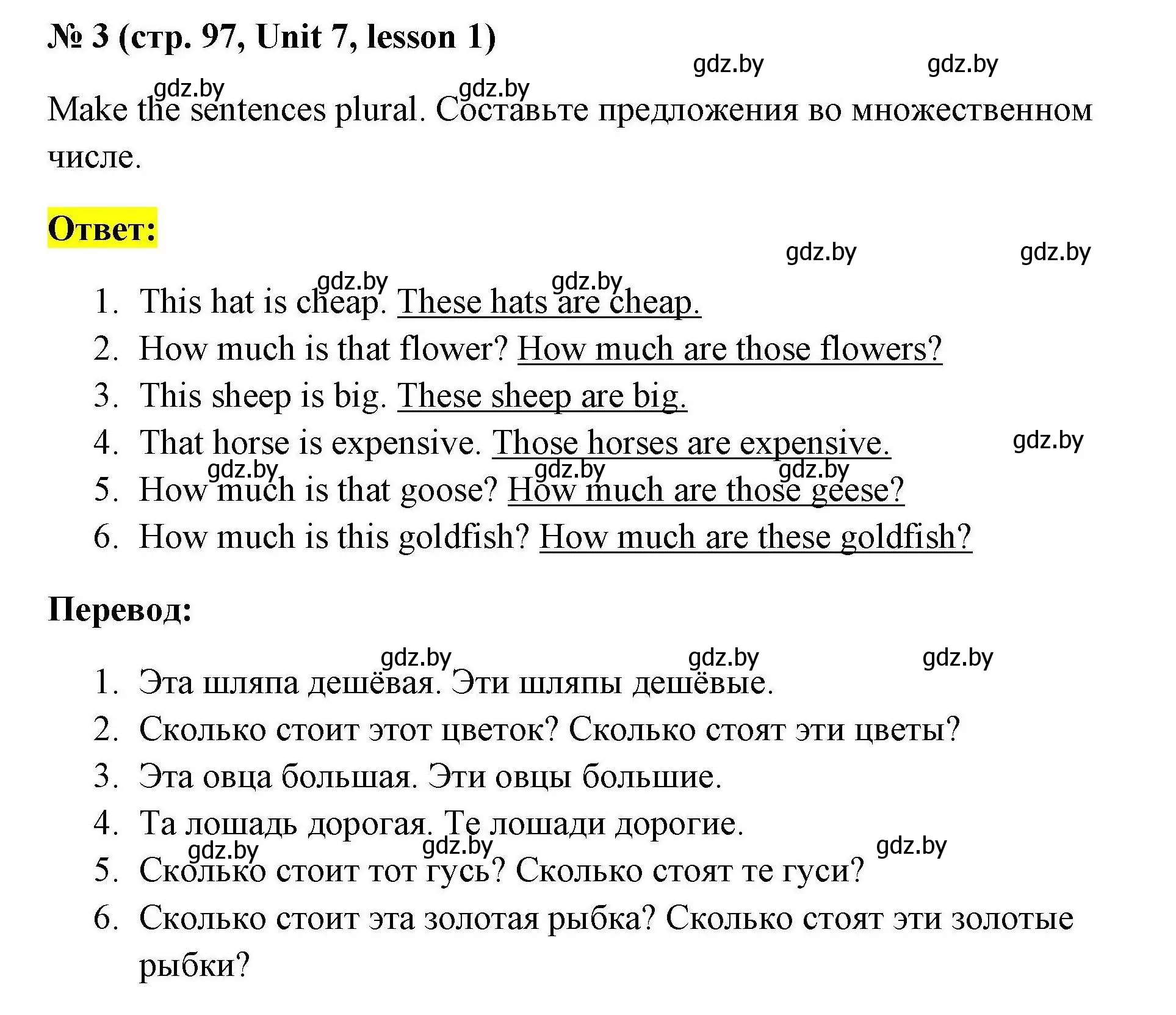 Решение номер 3 (страница 97) гдз по английскому языку 5 класс Севрюкова, практикум по грамматике