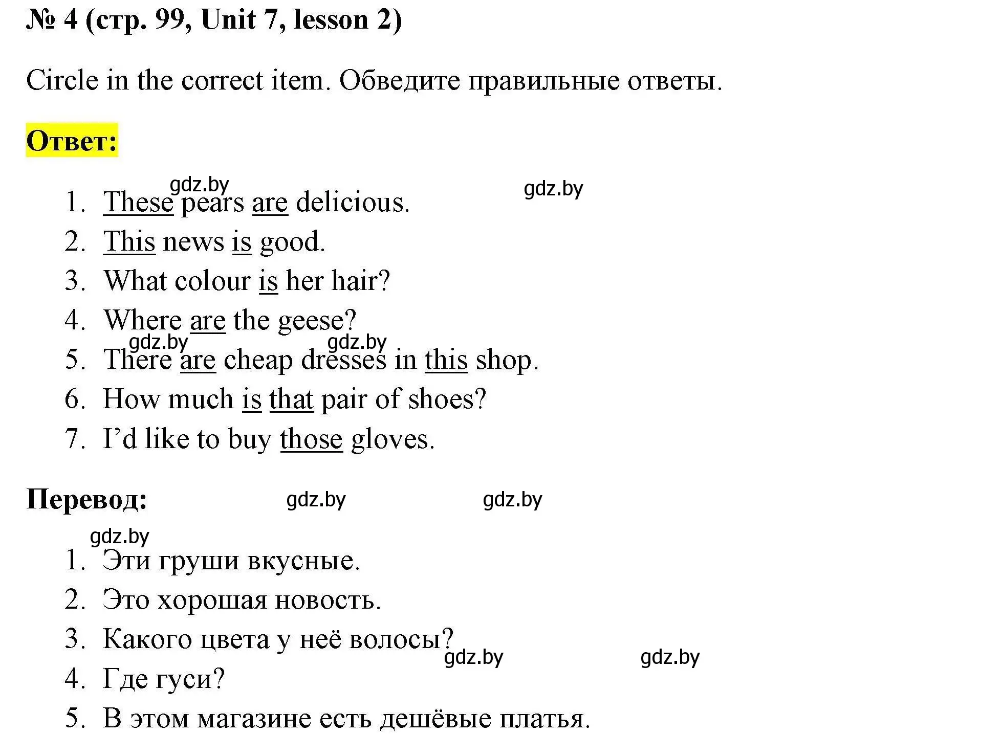 Решение номер 4 (страница 99) гдз по английскому языку 5 класс Севрюкова, практикум по грамматике