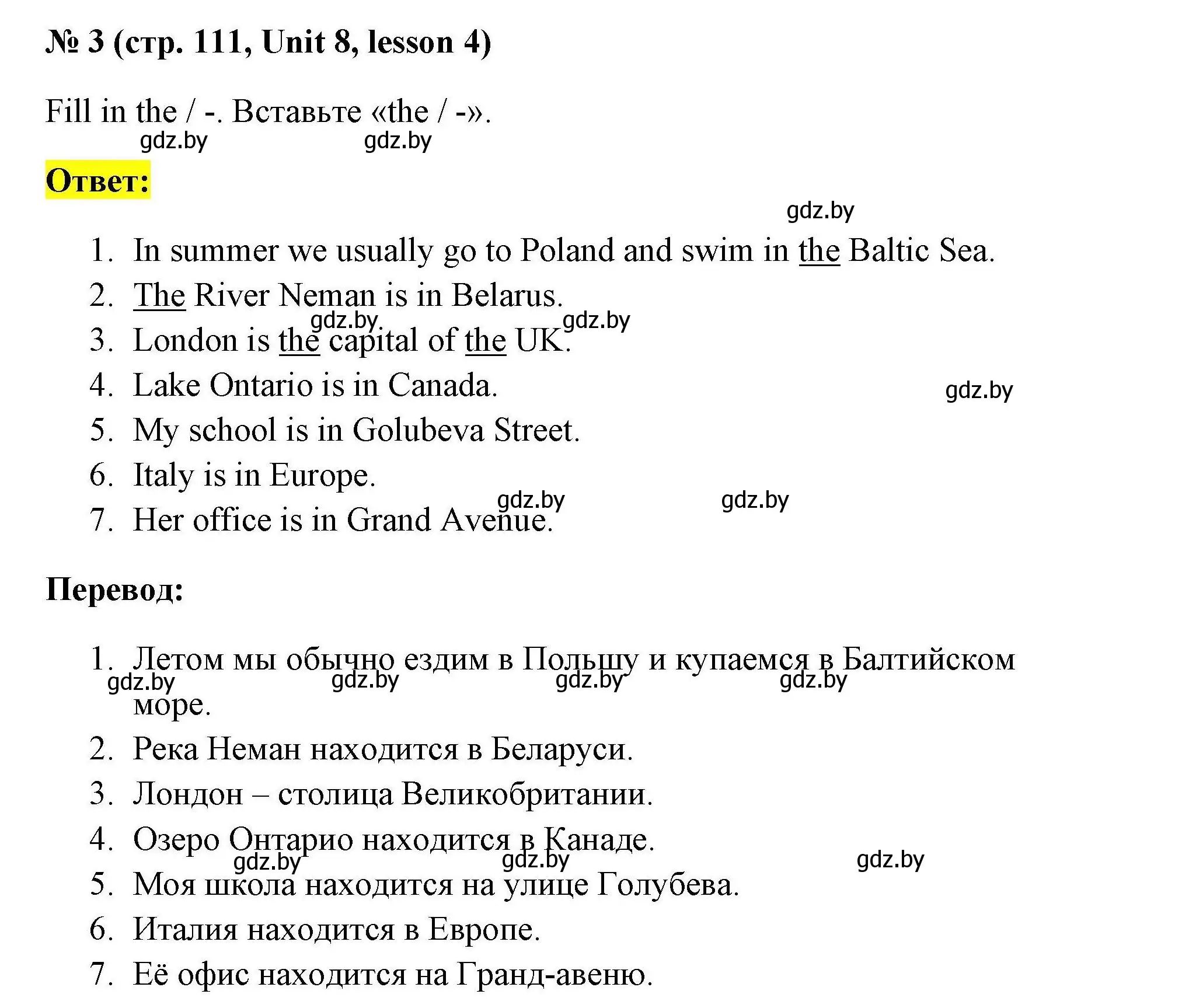 Решение номер 3 (страница 111) гдз по английскому языку 5 класс Севрюкова, практикум по грамматике