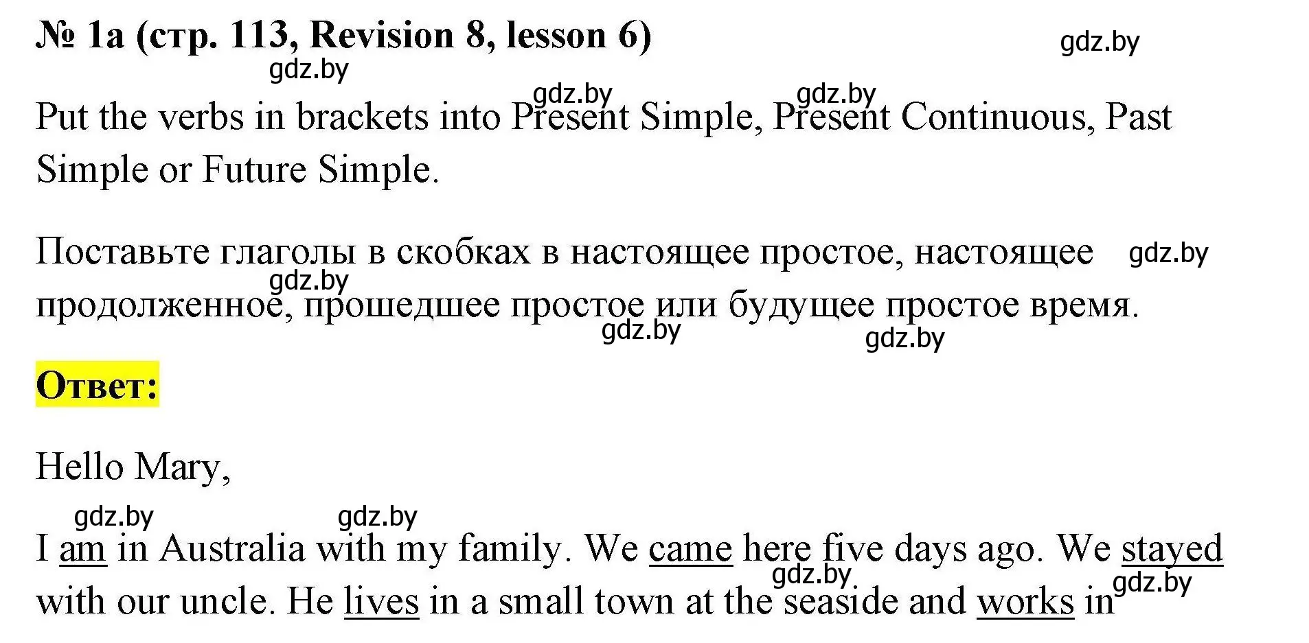 Решение номер 1a (страница 113) гдз по английскому языку 5 класс Севрюкова, практикум по грамматике