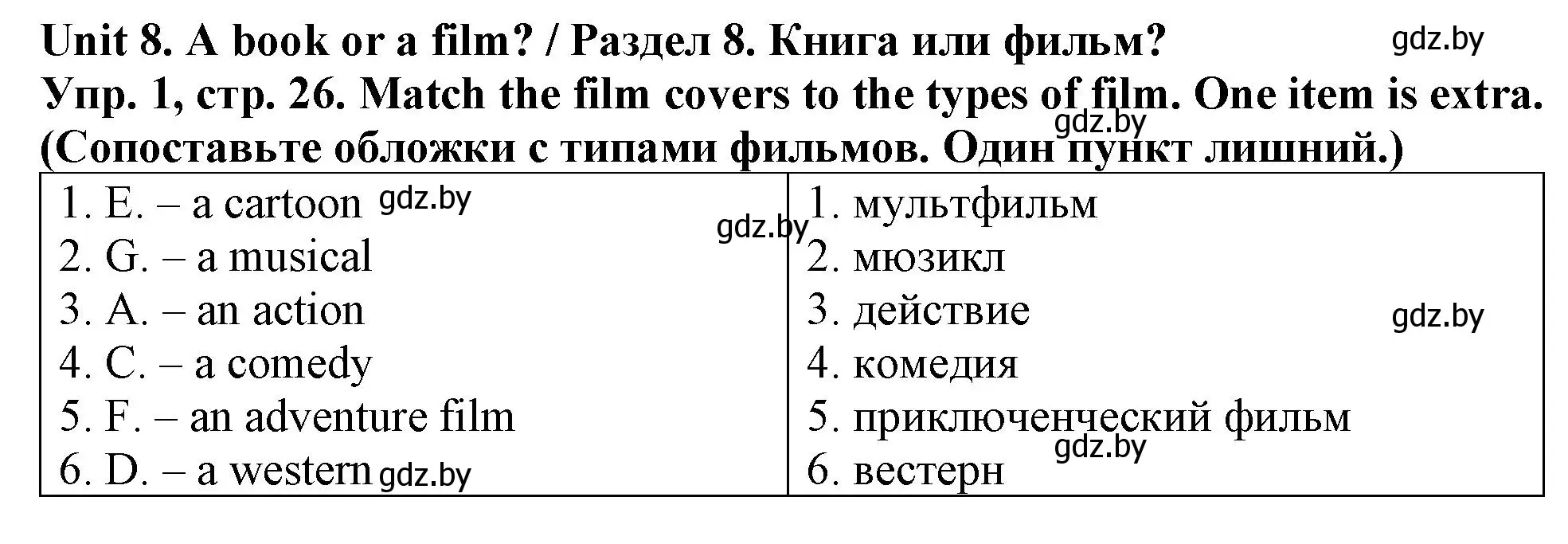 Решение номер 1 (страница 26) гдз по английскому языку 6 класс Севрюкова, Калишевич, тесты