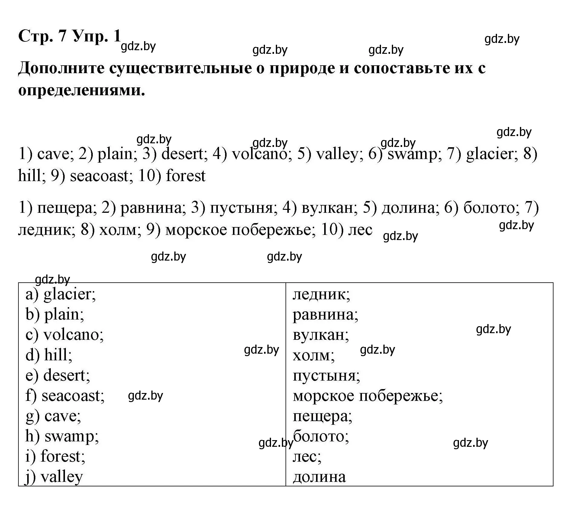 Решение номер 1 (страница 7) гдз по английскому языку 6 класс Демченко, Севрюкова, рабочая тетрадь 2 часть