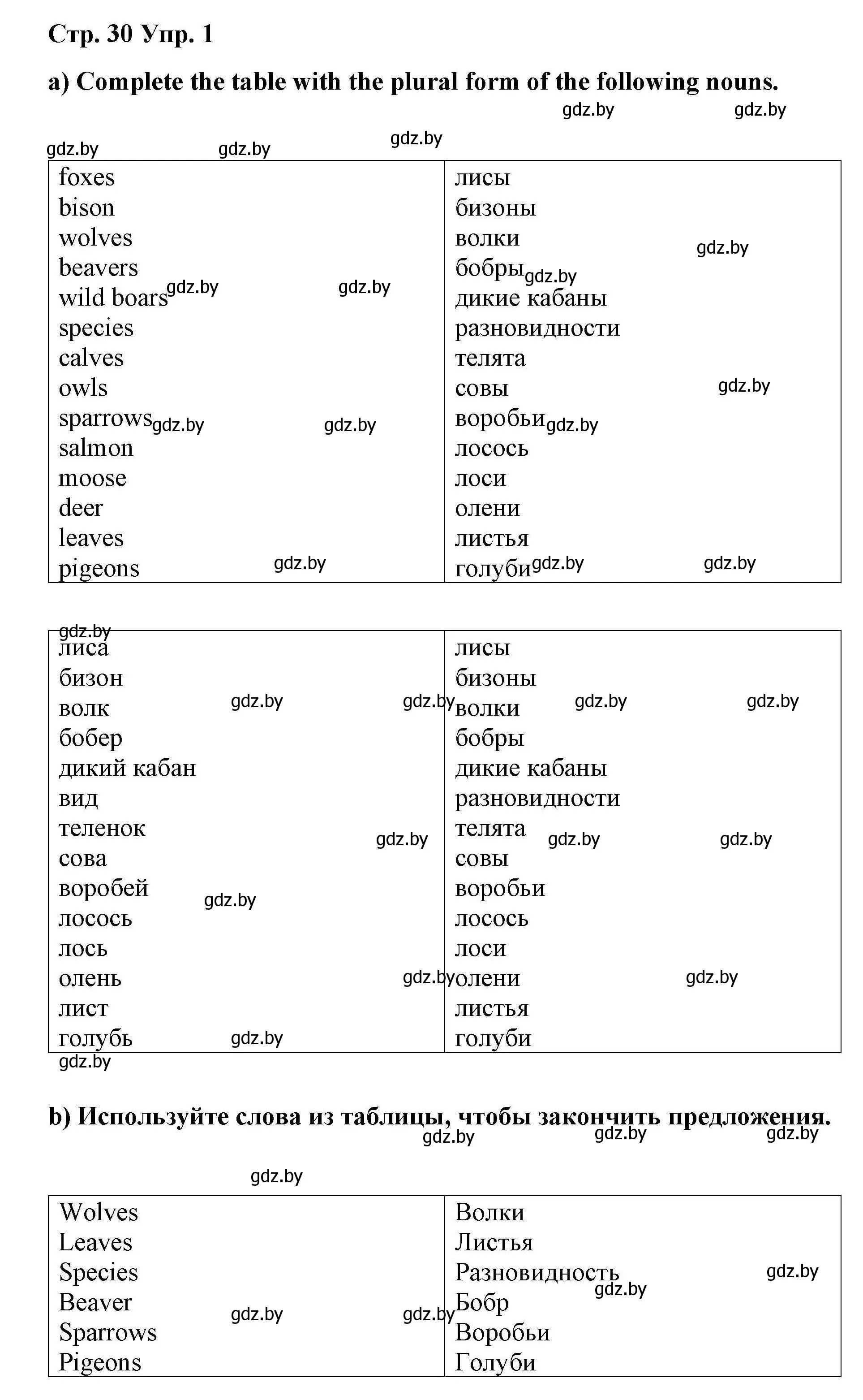 Решение номер 1 (страница 30) гдз по английскому языку 6 класс Демченко, Севрюкова, рабочая тетрадь 2 часть