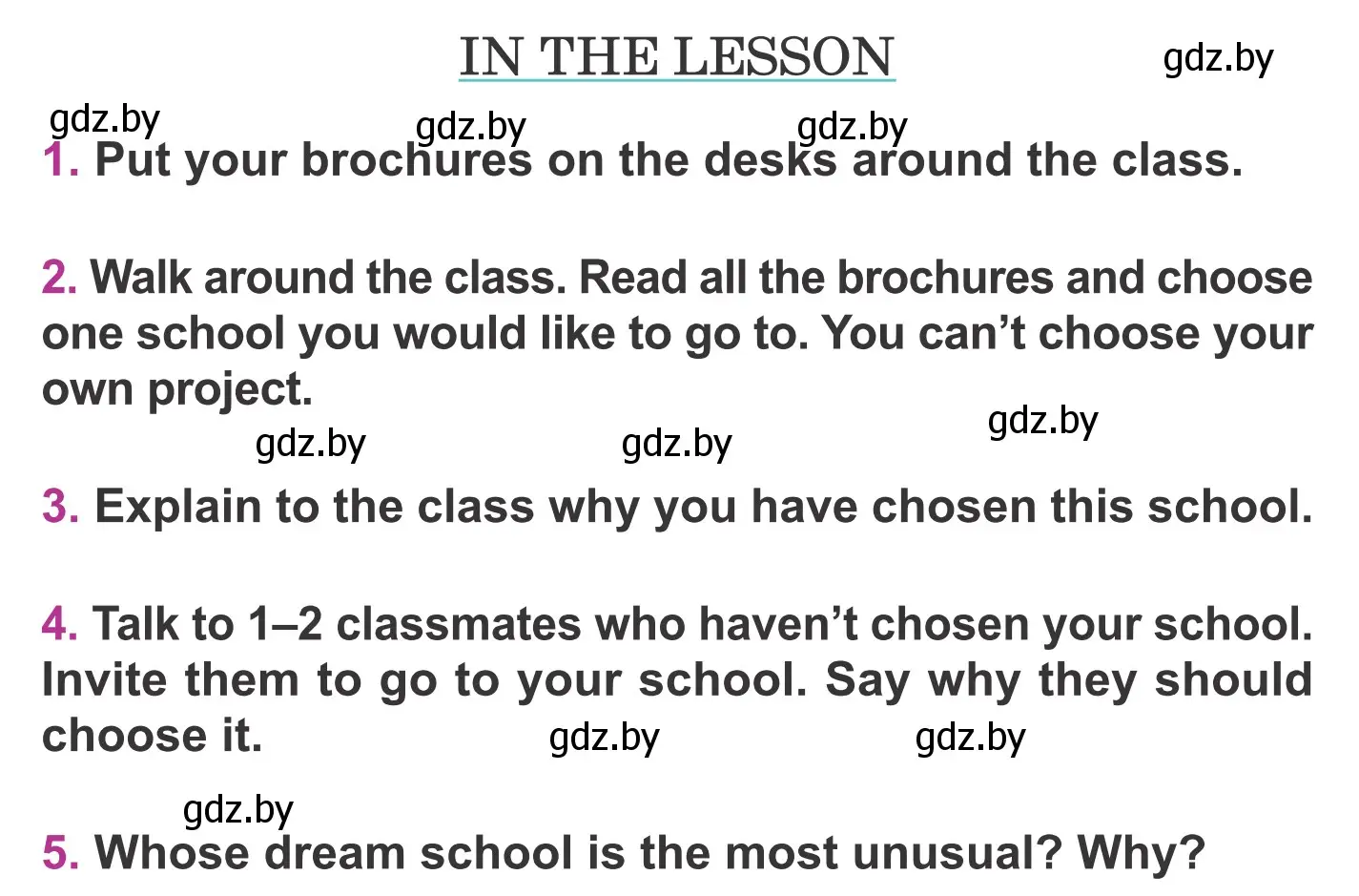 Условие  IN THE LESSON (страница 70) гдз по английскому языку 6 класс Демченко, Севрюкова, учебник 1 часть