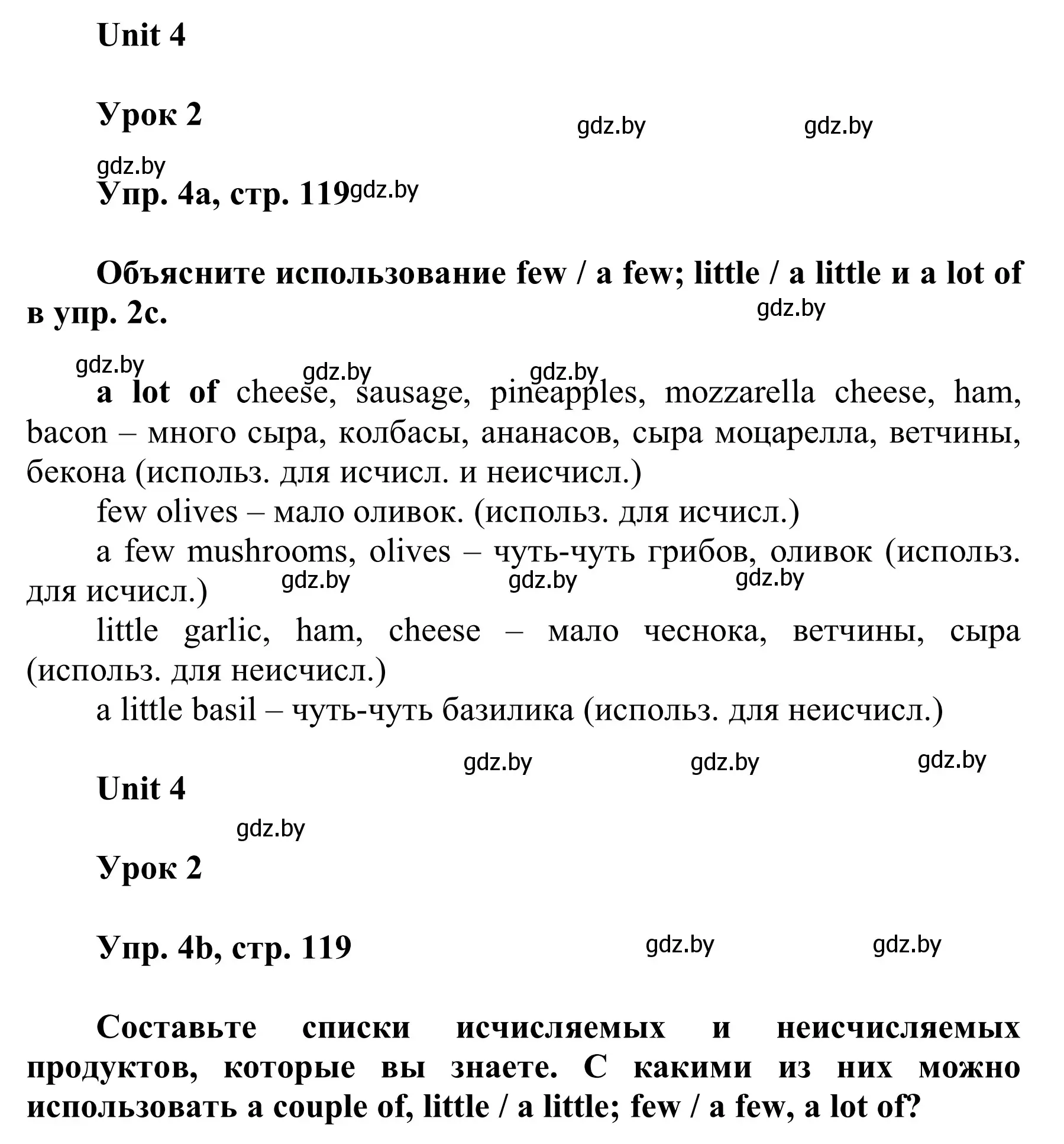 Решение номер 4 (страница 119) гдз по английскому языку 6 класс Демченко, Севрюкова, учебник 1 часть