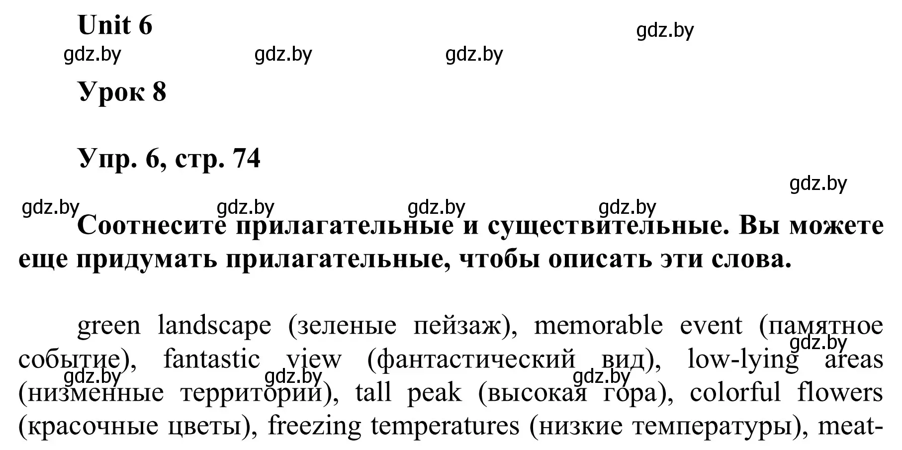 Решение номер 6 (страница 74) гдз по английскому языку 6 класс Демченко, Севрюкова, учебник 2 часть