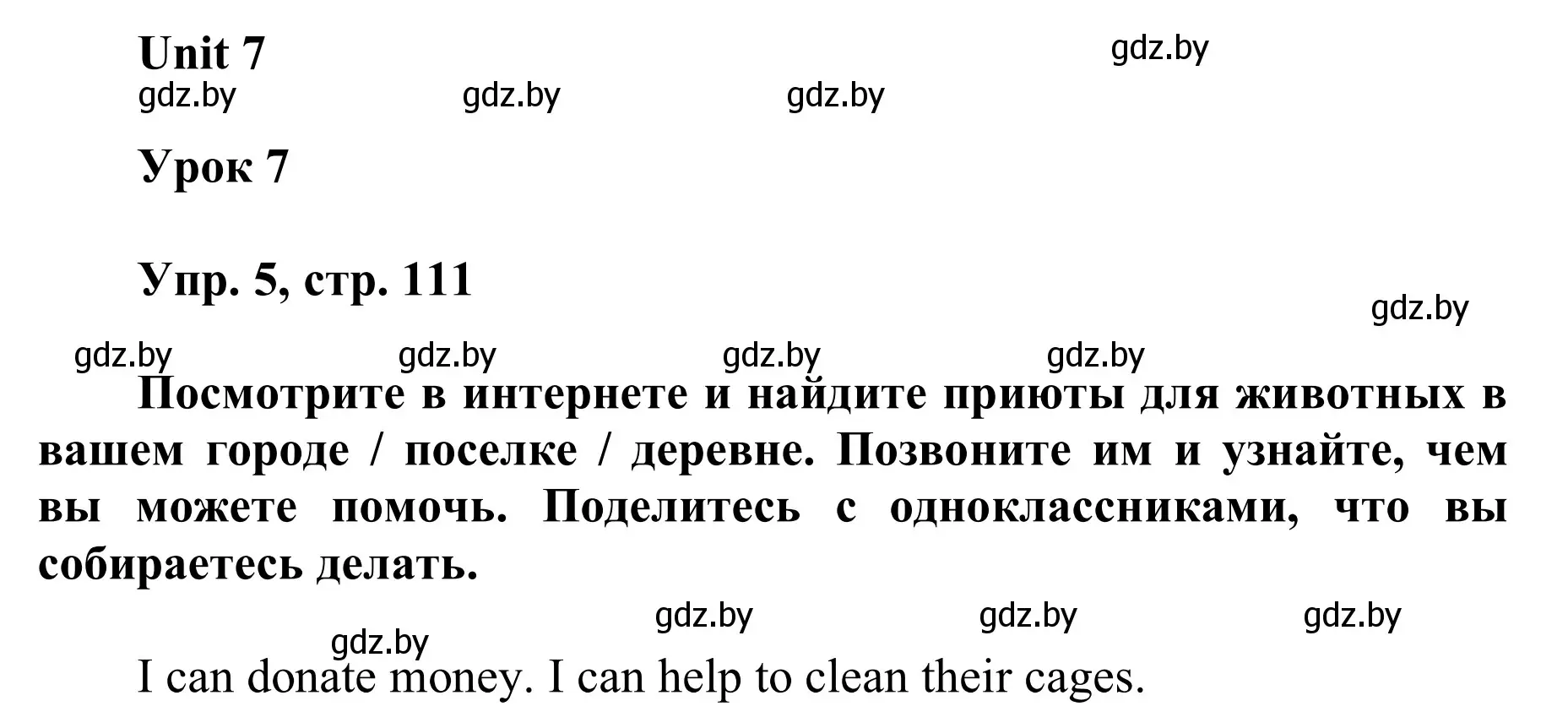 Решение номер 5 (страница 111) гдз по английскому языку 6 класс Демченко, Севрюкова, учебник 2 часть