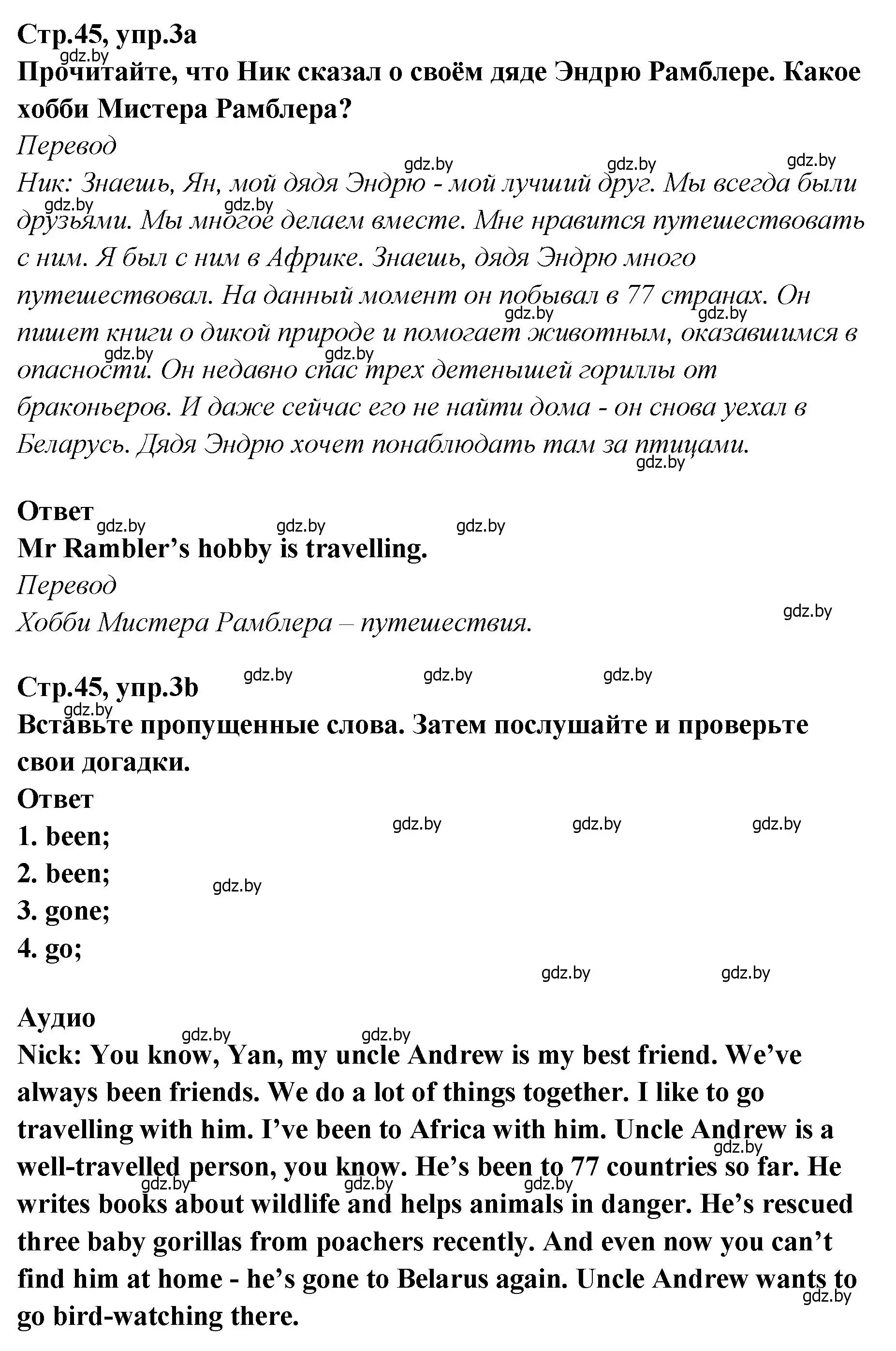 Решение номер 3 (страница 45) гдз по английскому языку 6 класс Юхнель, Наумова, учебник