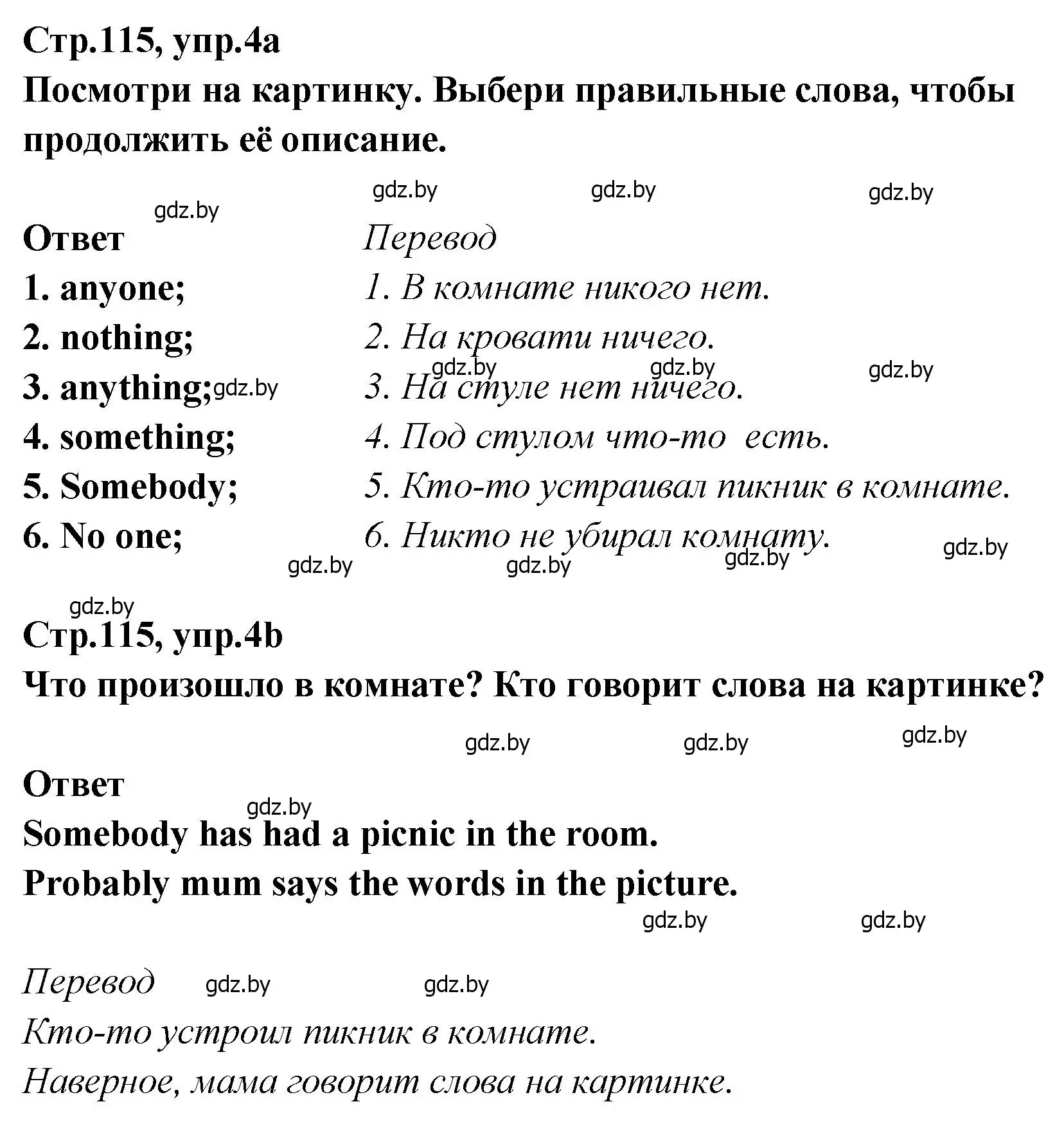 Решение номер 4 (страница 115) гдз по английскому языку 6 класс Юхнель, Наумова, учебник