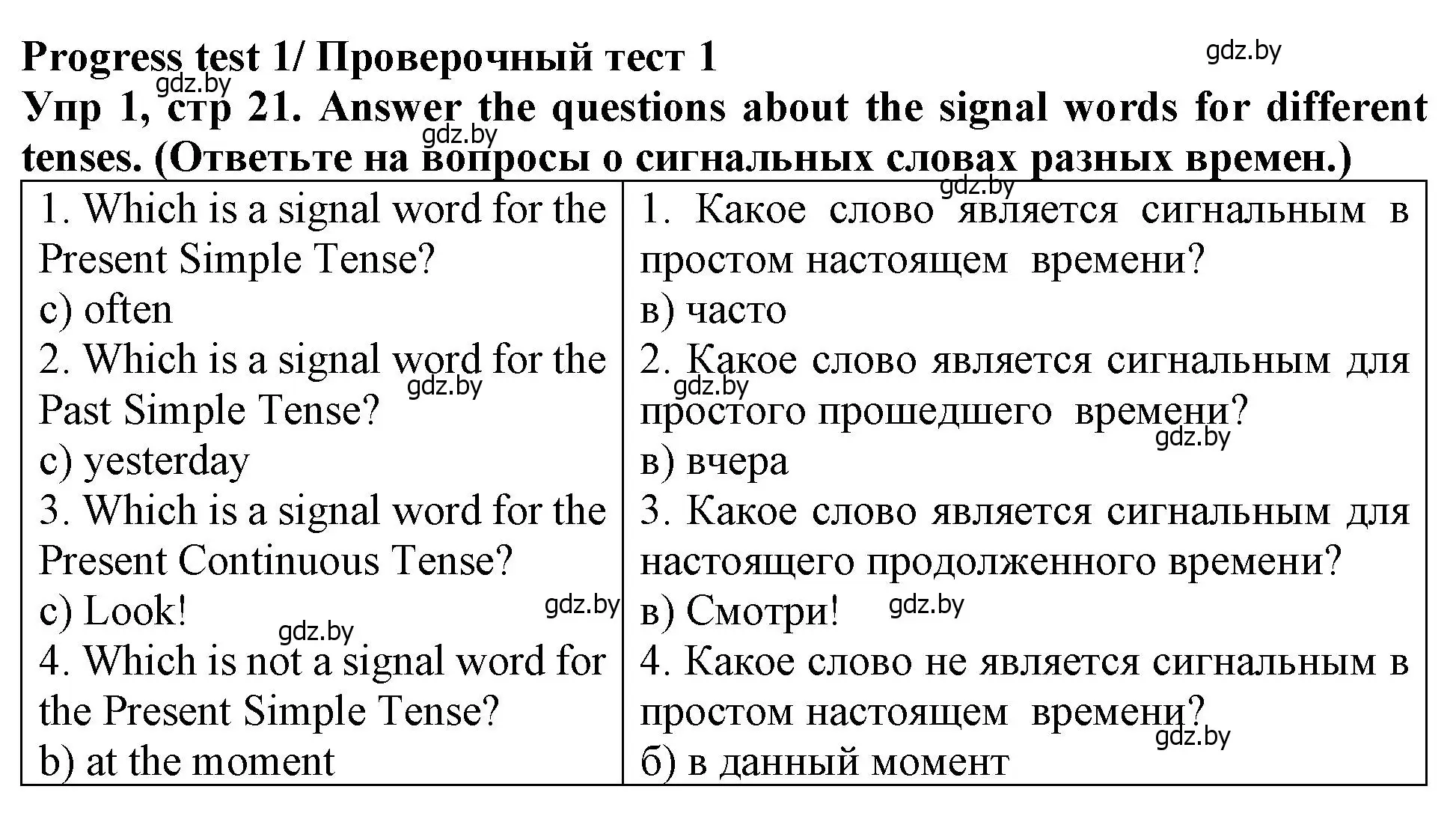 Решение номер 1 (страница 21) гдз по английскому языку 6 класс Севрюкова, Юхнель, тетрадь по грамматике