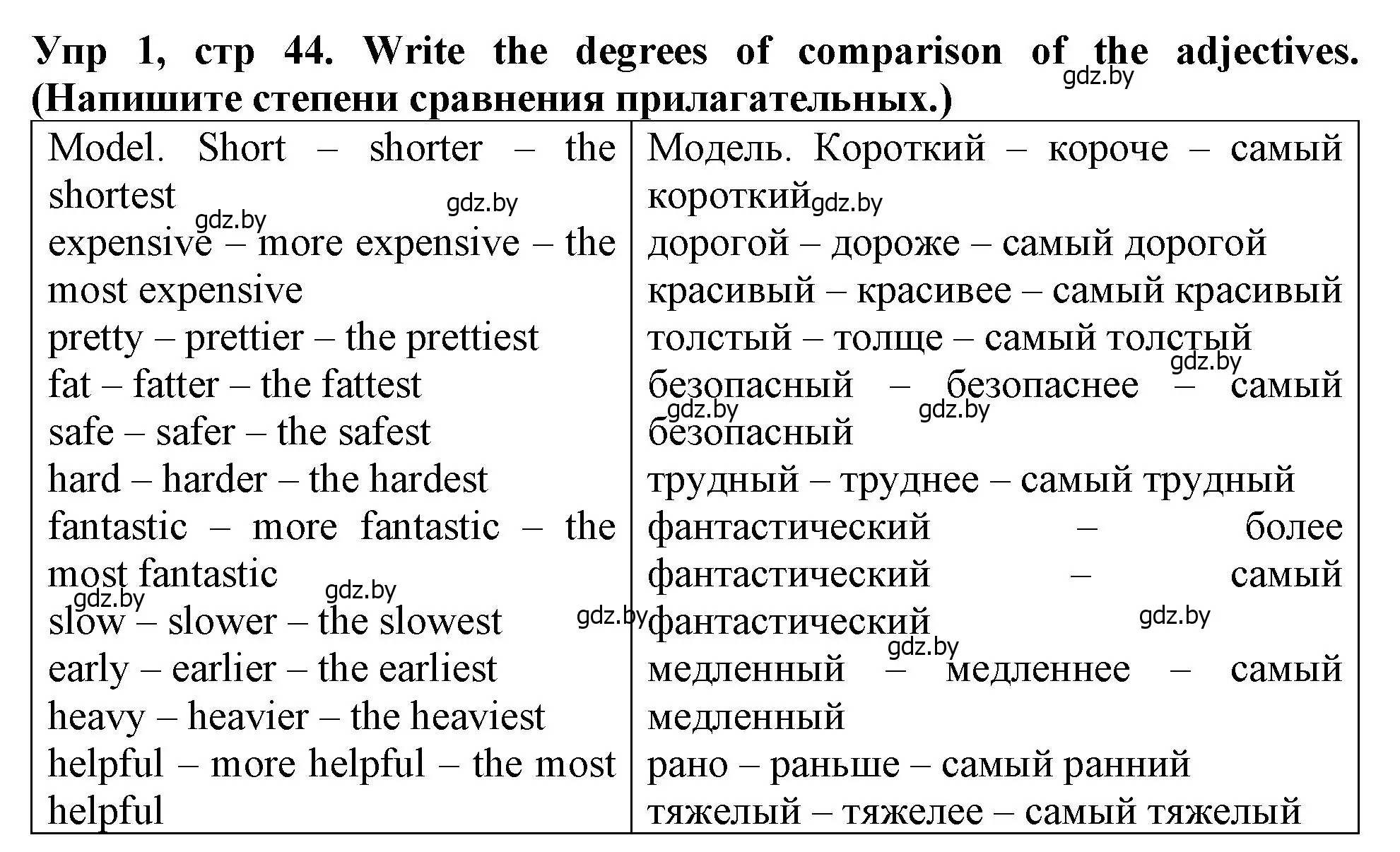 Решение номер 1 (страница 44) гдз по английскому языку 6 класс Севрюкова, Юхнель, тетрадь по грамматике