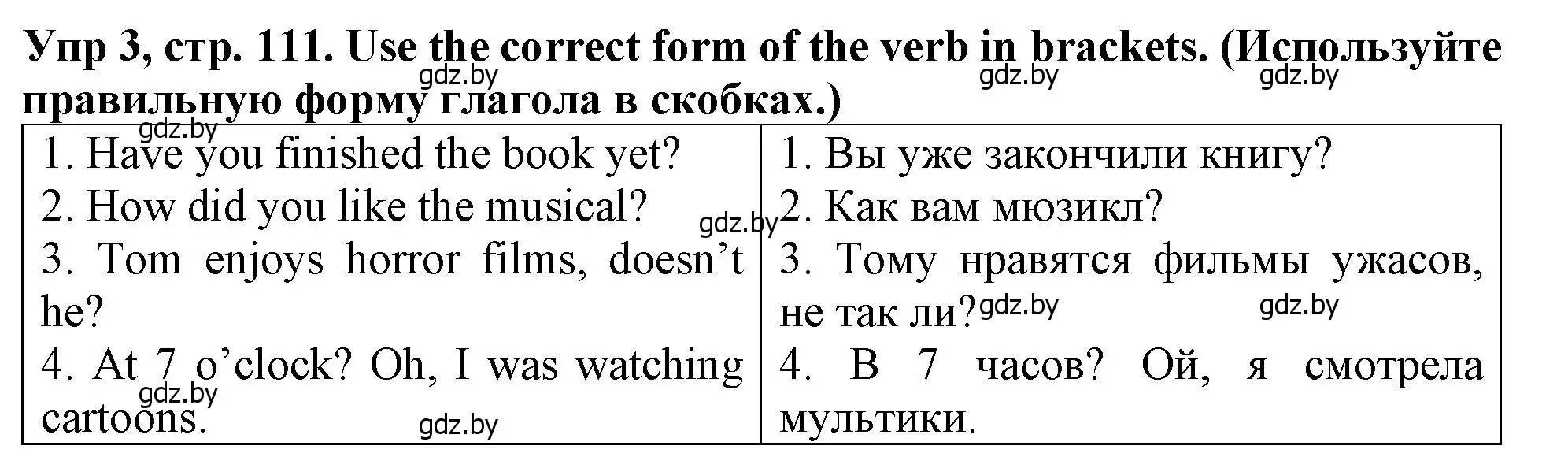 Решение номер 3 (страница 111) гдз по английскому языку 6 класс Севрюкова, Юхнель, тетрадь по грамматике