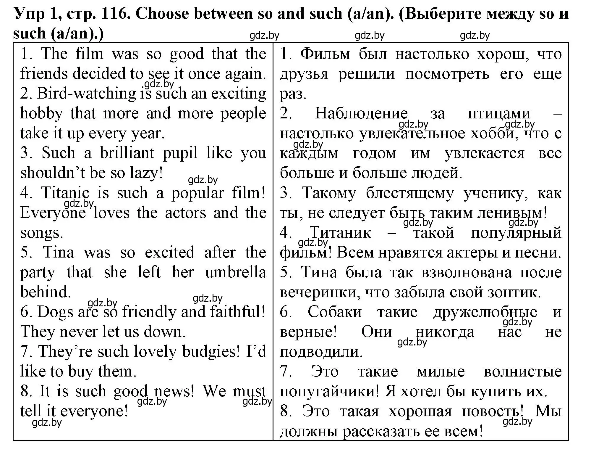 Решение номер 1 (страница 116) гдз по английскому языку 6 класс Севрюкова, Юхнель, тетрадь по грамматике