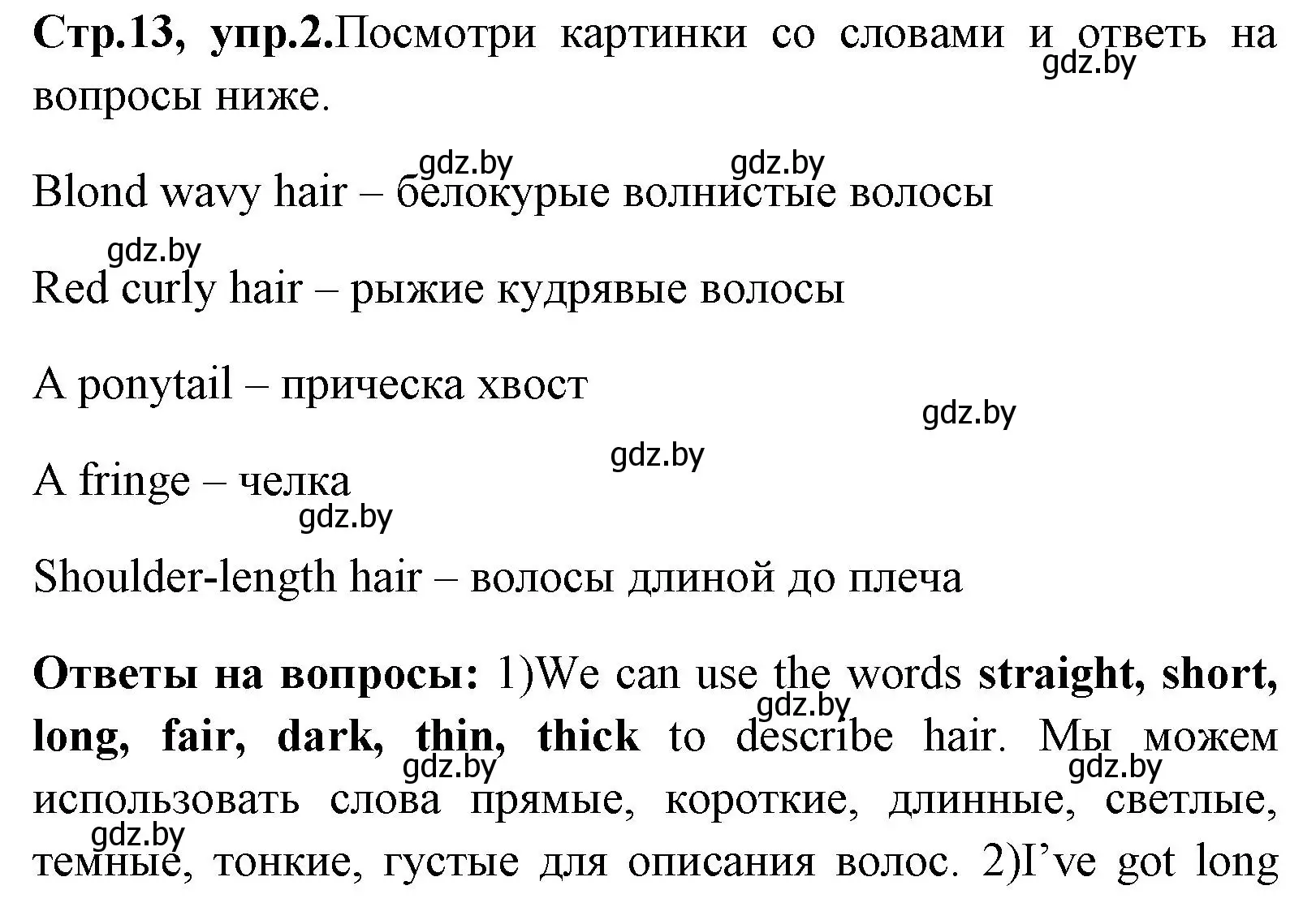 Решение номер 2 (страница 13) гдз по английскому языку 7 класс Юхнель, Демченко, учебное пособие