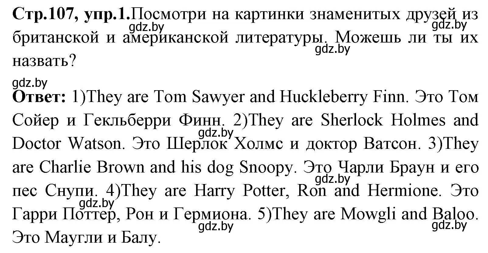 Решение номер 1 (страница 107) гдз по английскому языку 7 класс Юхнель, Демченко, учебное пособие