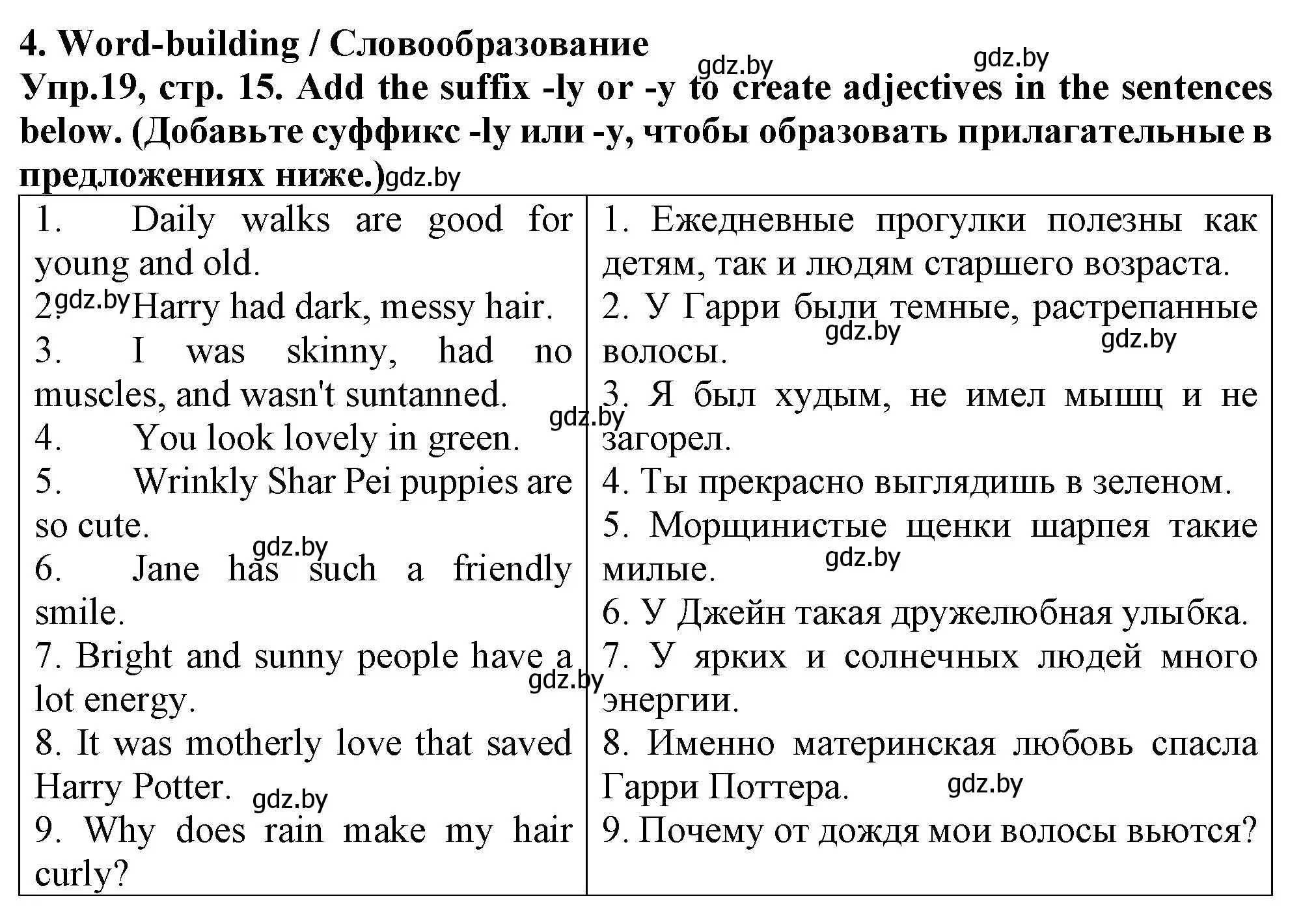 Решение номер 19 (страница 15) гдз по английскому языку 7 класс Севрюкова, Бушуева, практикум по грамматике