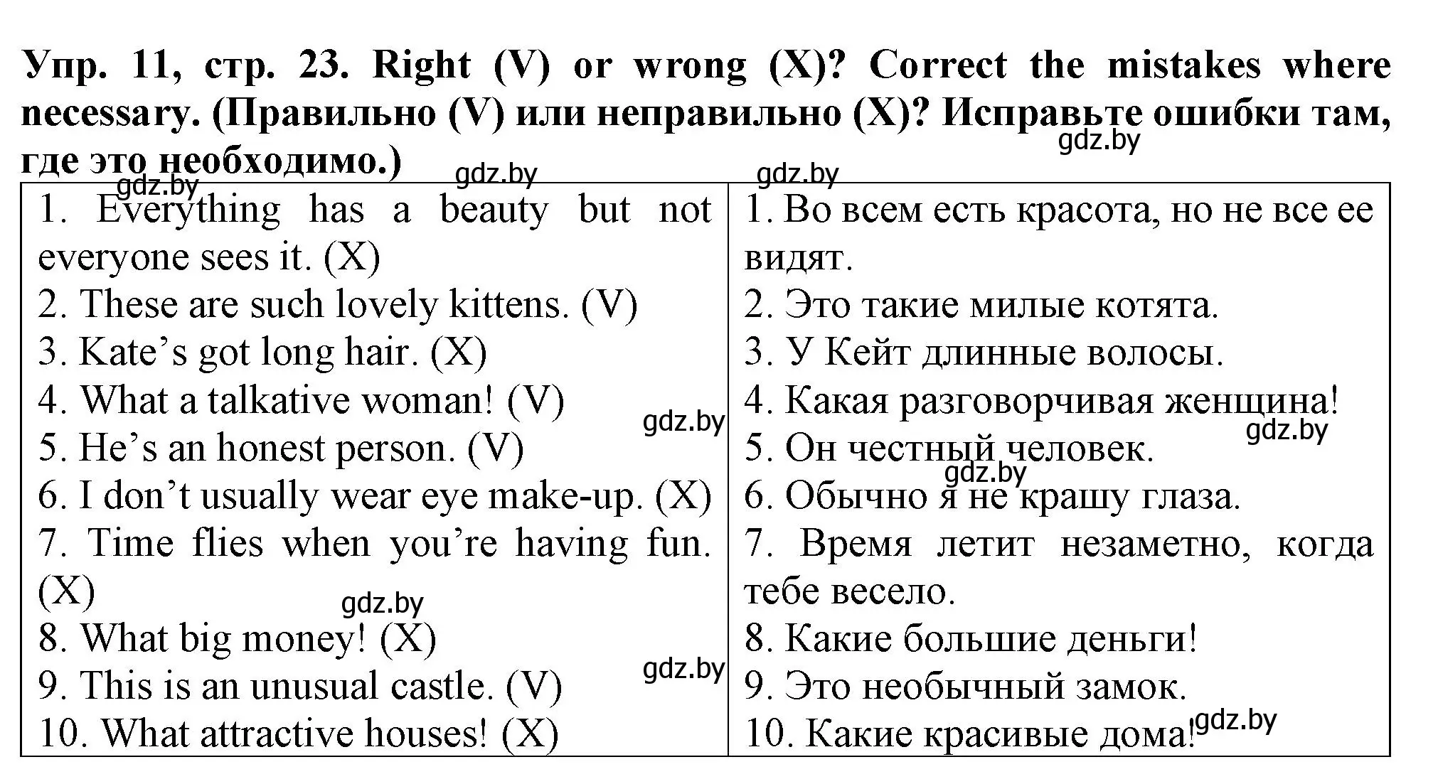 Решение номер 11 (страница 23) гдз по английскому языку 7 класс Севрюкова, Бушуева, практикум по грамматике