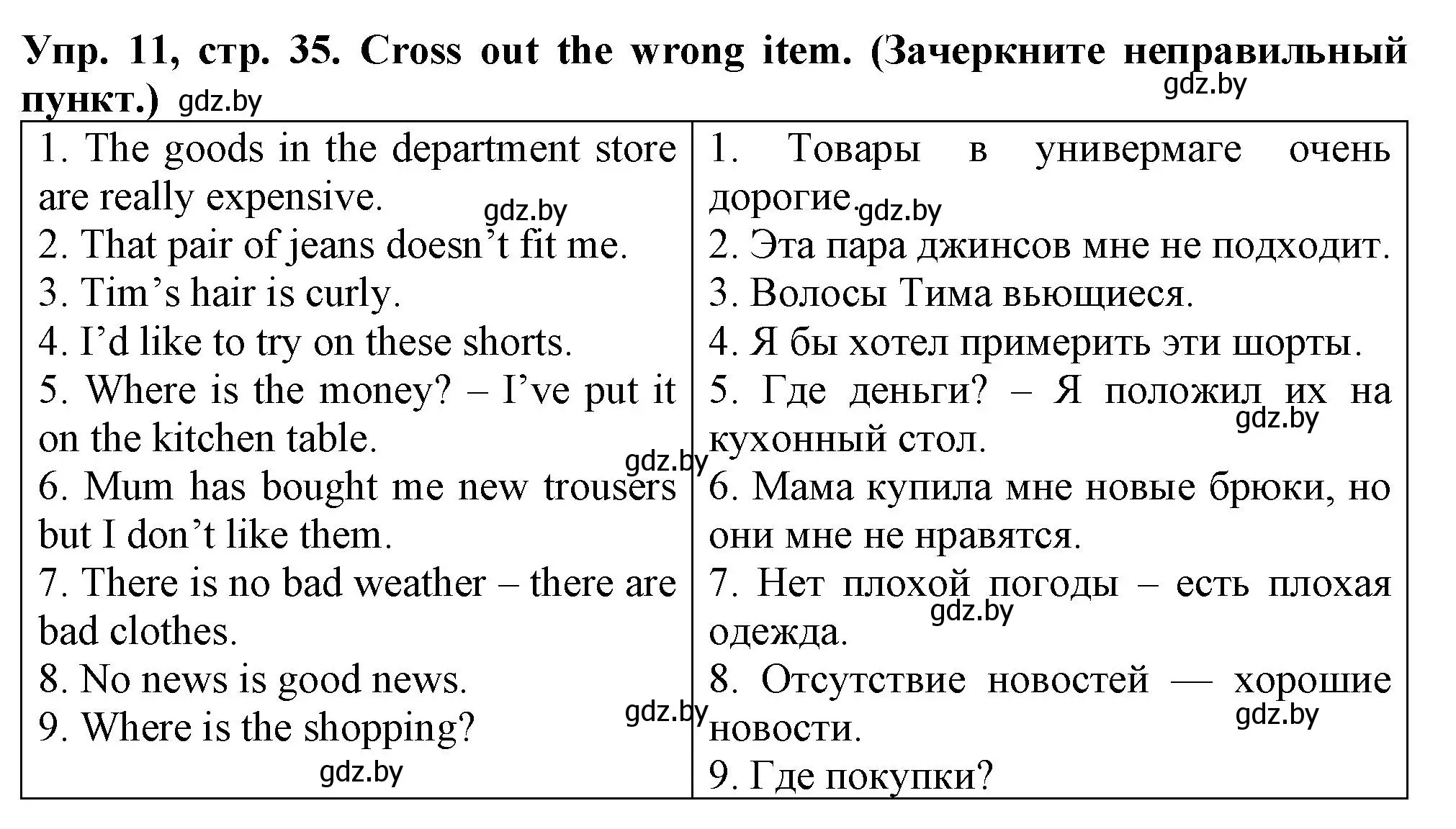 Решение номер 11 (страница 35) гдз по английскому языку 7 класс Севрюкова, Бушуева, практикум по грамматике