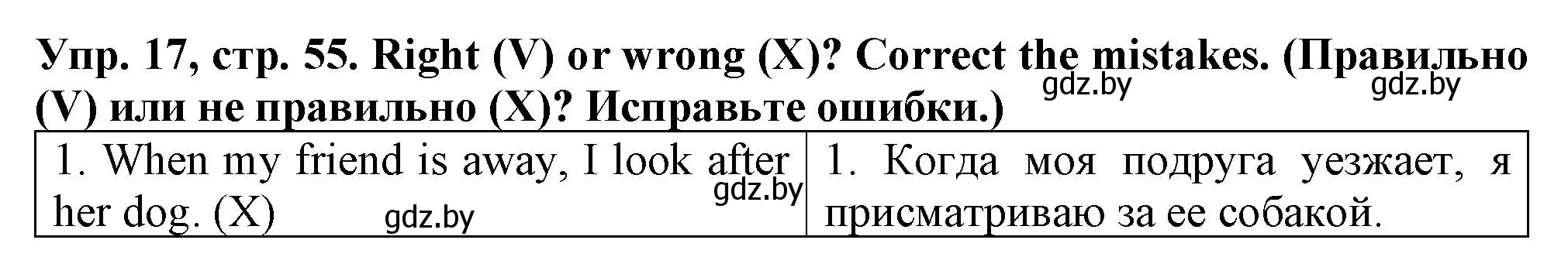 Решение номер 17 (страница 55) гдз по английскому языку 7 класс Севрюкова, Бушуева, практикум по грамматике