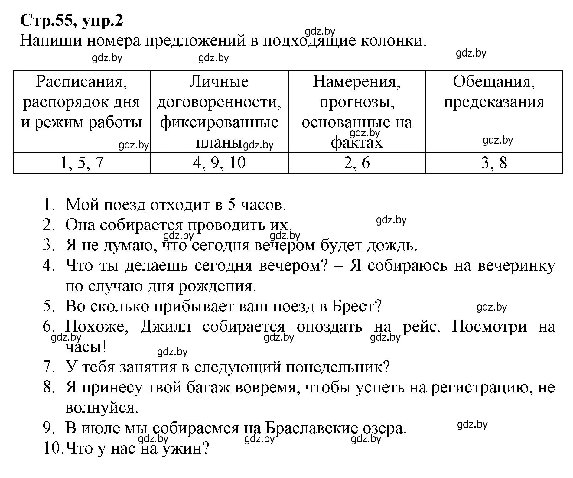 Решение номер 2 (страница 55) гдз по английскому языку 7 класс Демченко, Севрюкова, рабочая тетрадь 2 часть