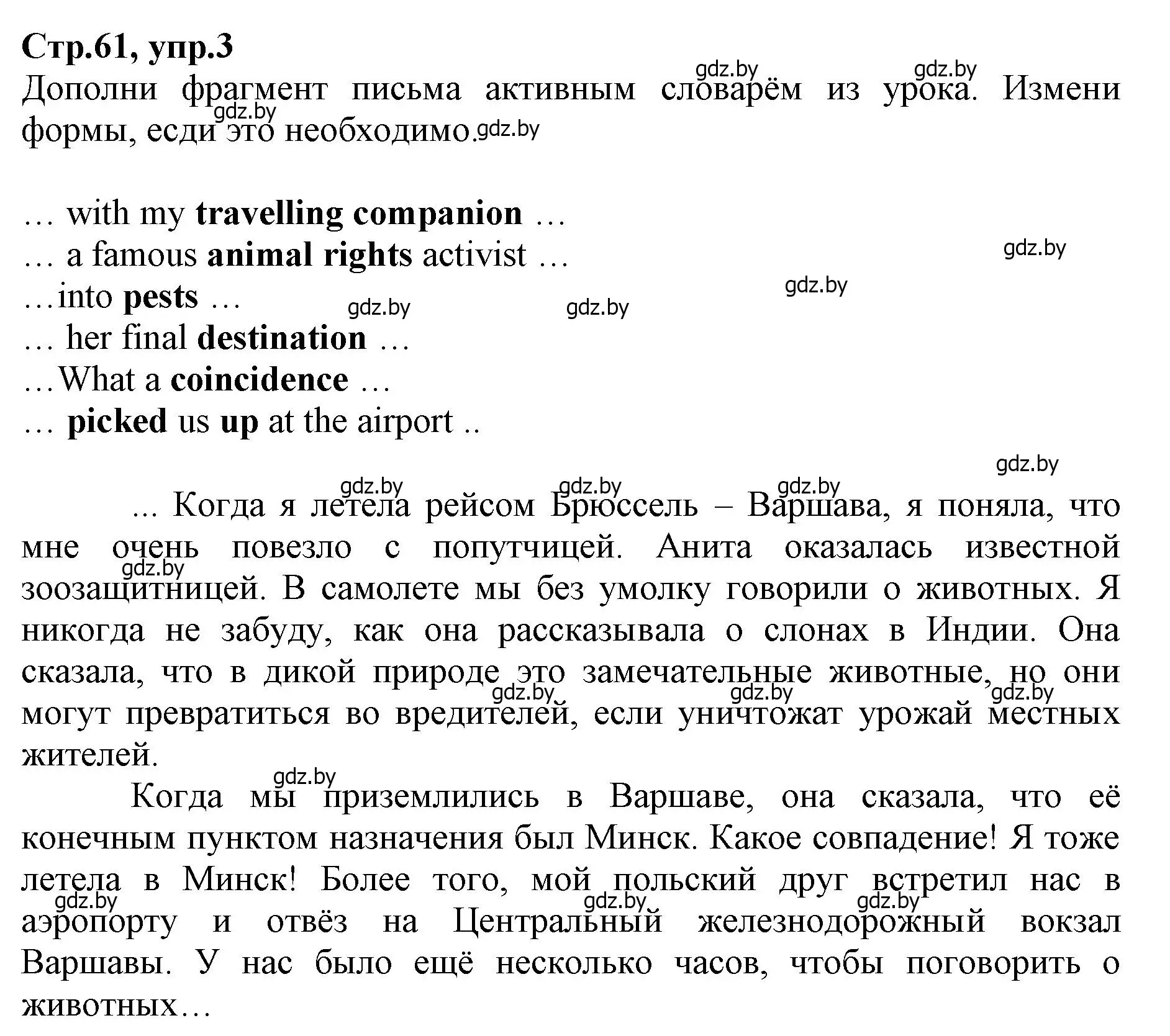 Решение номер 3 (страница 61) гдз по английскому языку 7 класс Демченко, Севрюкова, рабочая тетрадь 2 часть