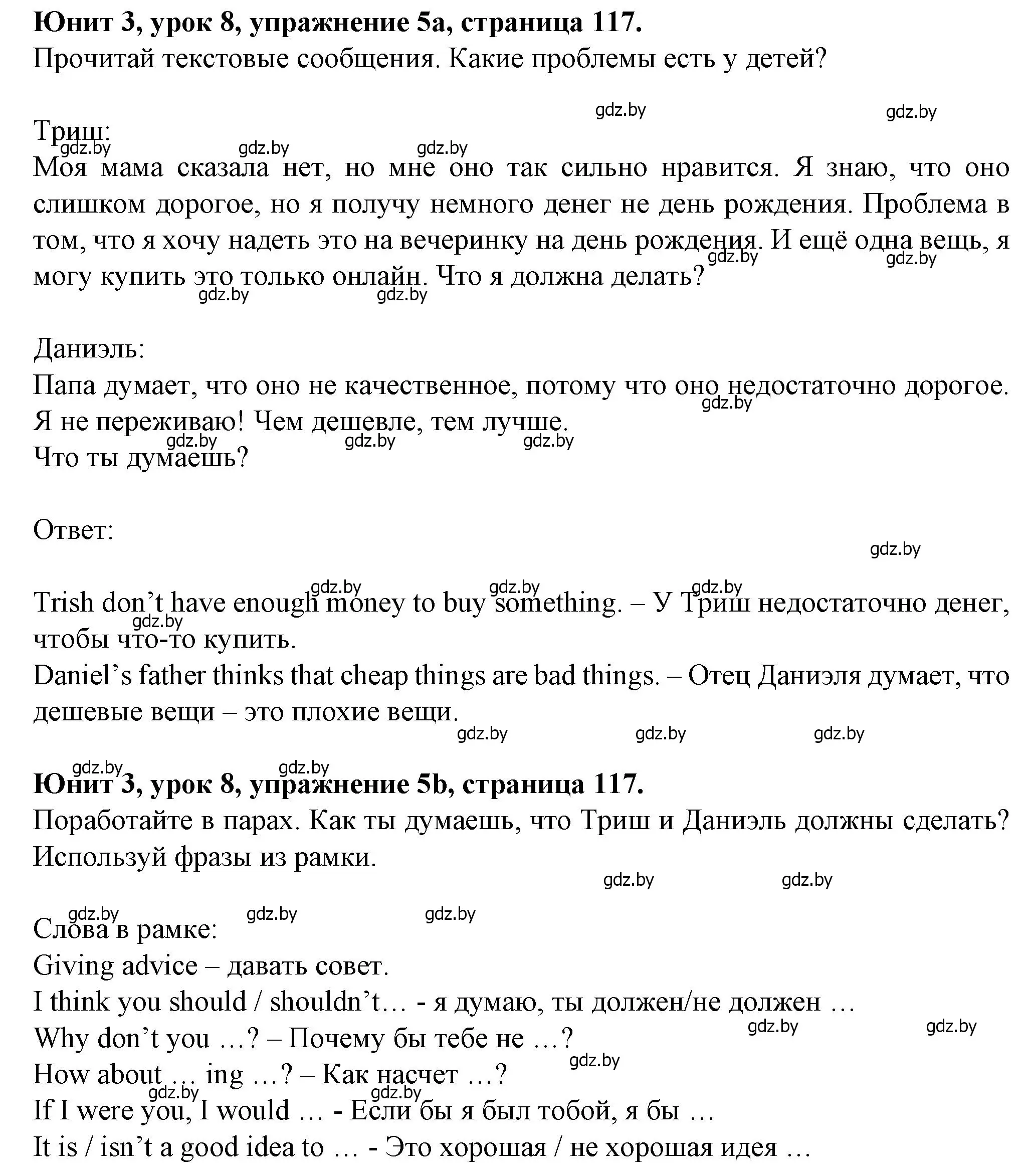 Решение номер 5 (страница 117) гдз по английскому языку 7 класс Демченко, Севрюкова, учебник 1 часть