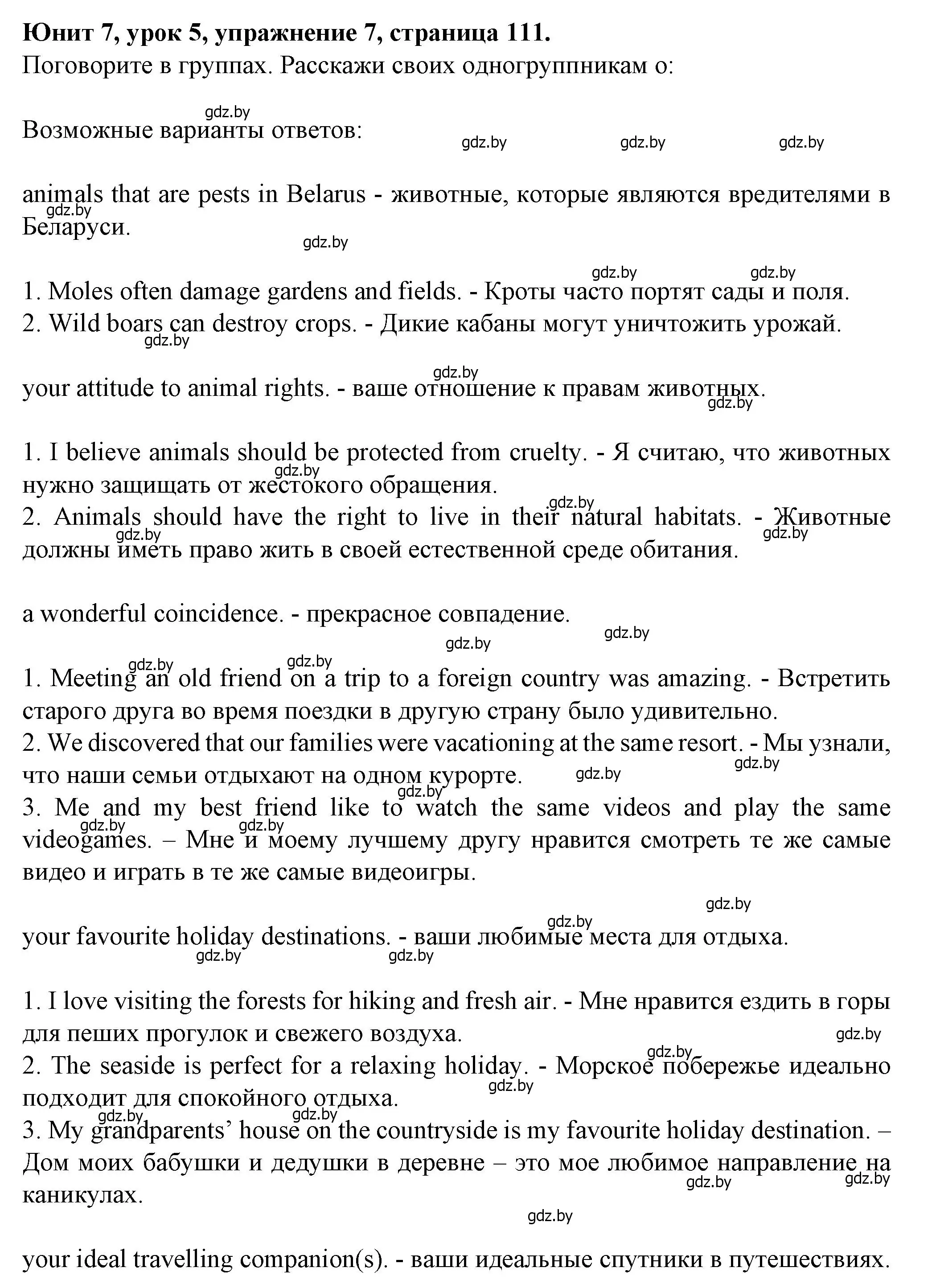 Решение номер 7 (страница 111) гдз по английскому языку 7 класс Демченко, Севрюкова, учебник 2 часть