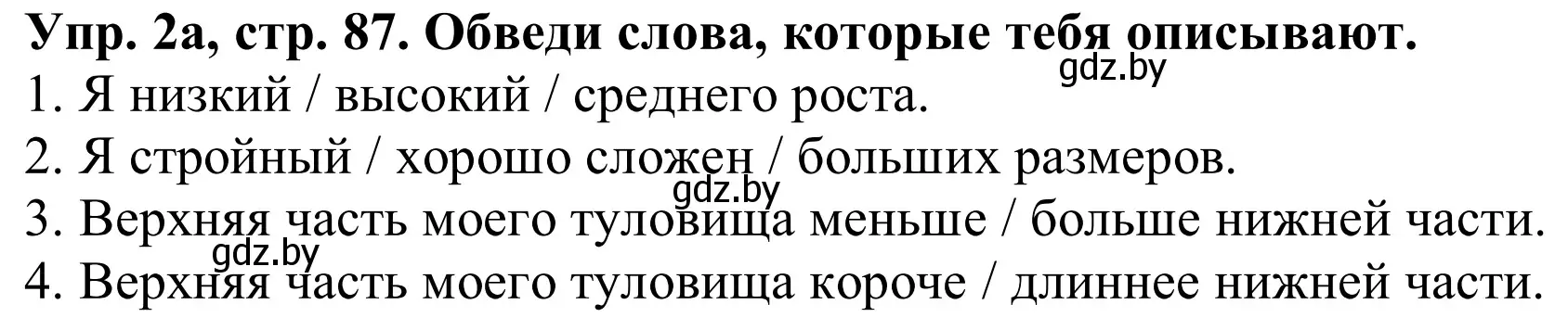 Решение номер 2a (страница 87) гдз по английскому языку 9 класс Лапицкая, Демченко, рабочая тетрадь 1 часть