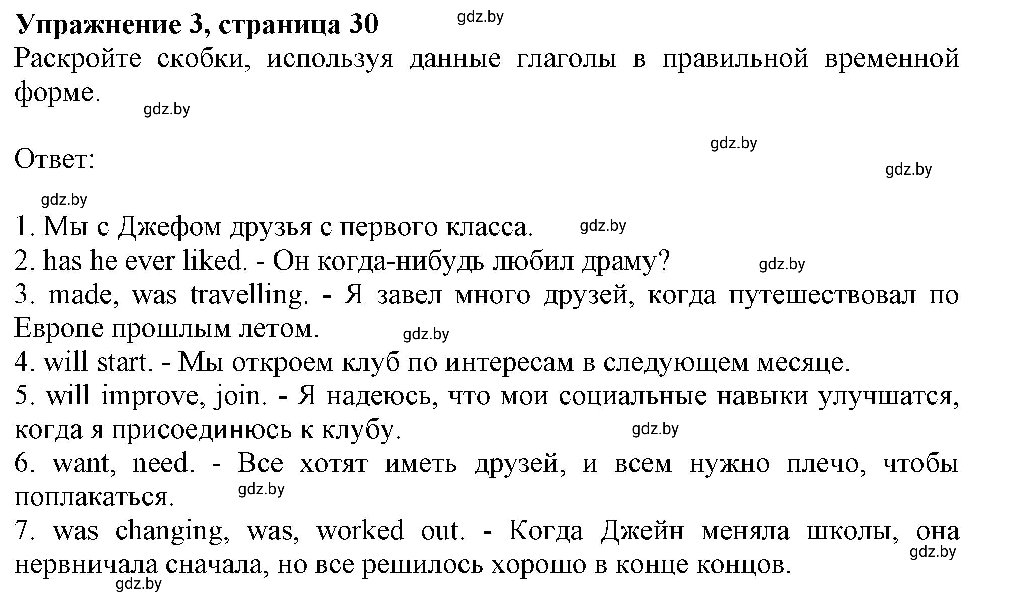 Решение 2. номер 3 (страница 30) гдз по английскому языку 9 класс Лапицкая, Демченко, рабочая тетрадь 1 часть