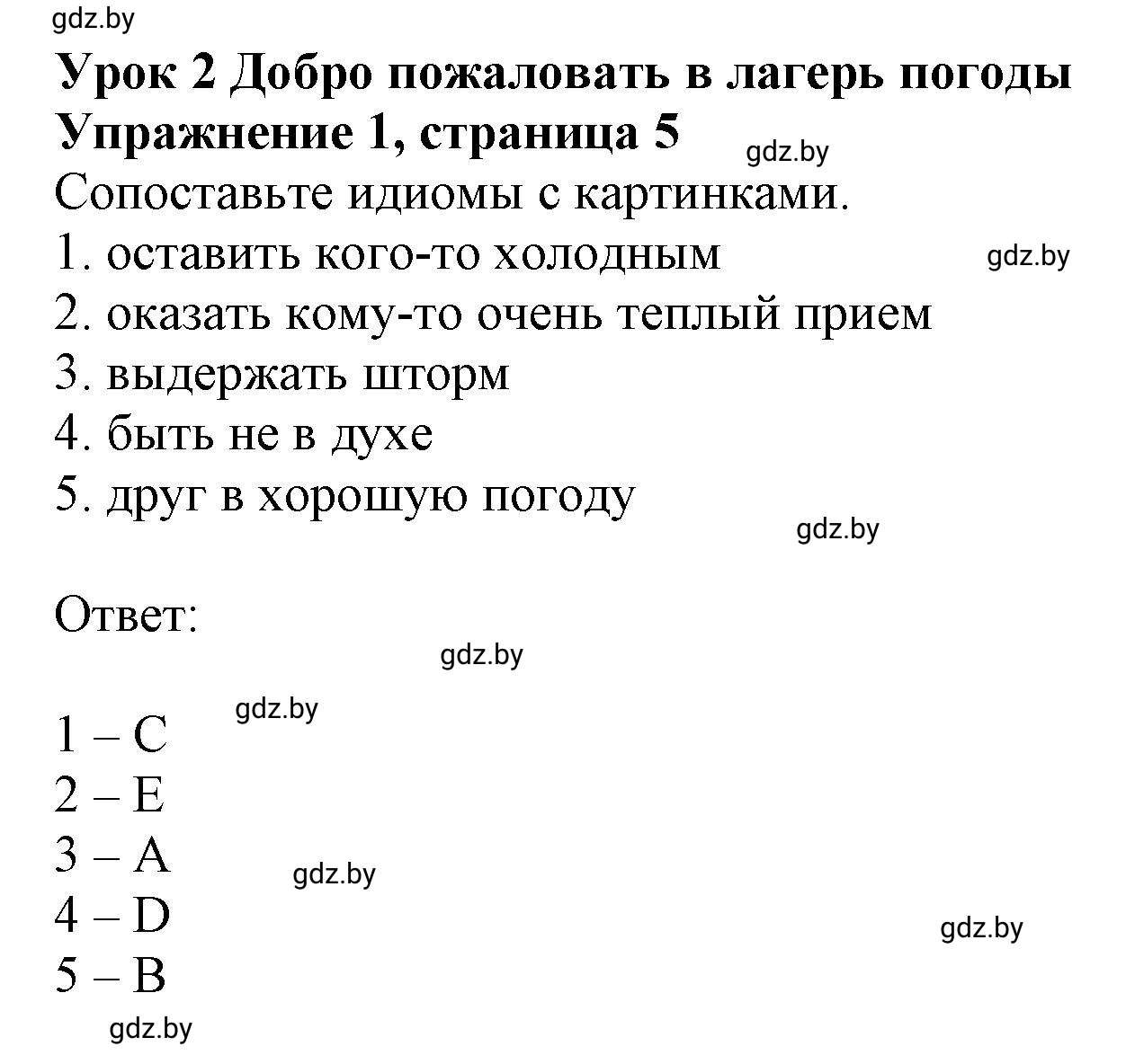 Решение 2. номер 1 (страница 5) гдз по английскому языку 9 класс Лапицкая, Демченко, рабочая тетрадь 2 часть