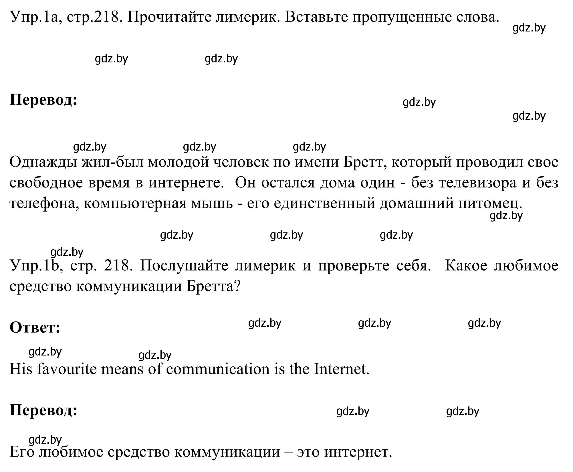 Решение номер 1 (страница 218) гдз по английскому языку 9 класс Лапицкая, Демченко, учебник