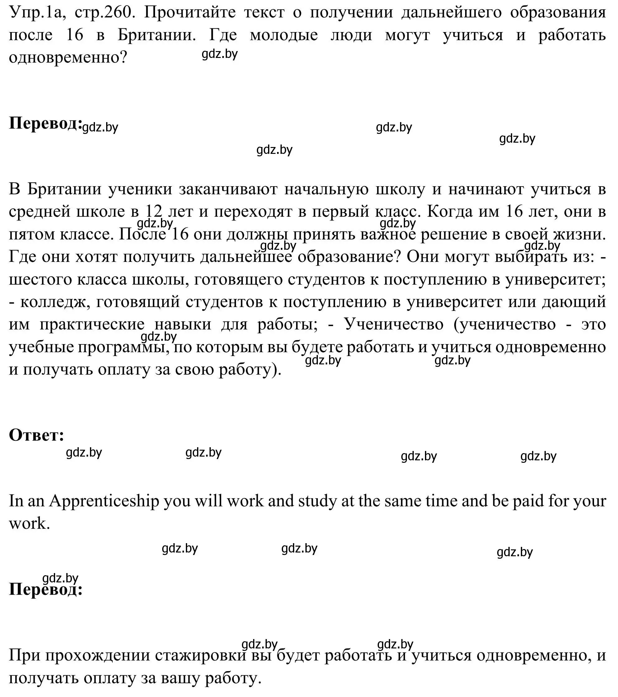 Решение номер 1 (страница 260) гдз по английскому языку 9 класс Лапицкая, Демченко, учебник