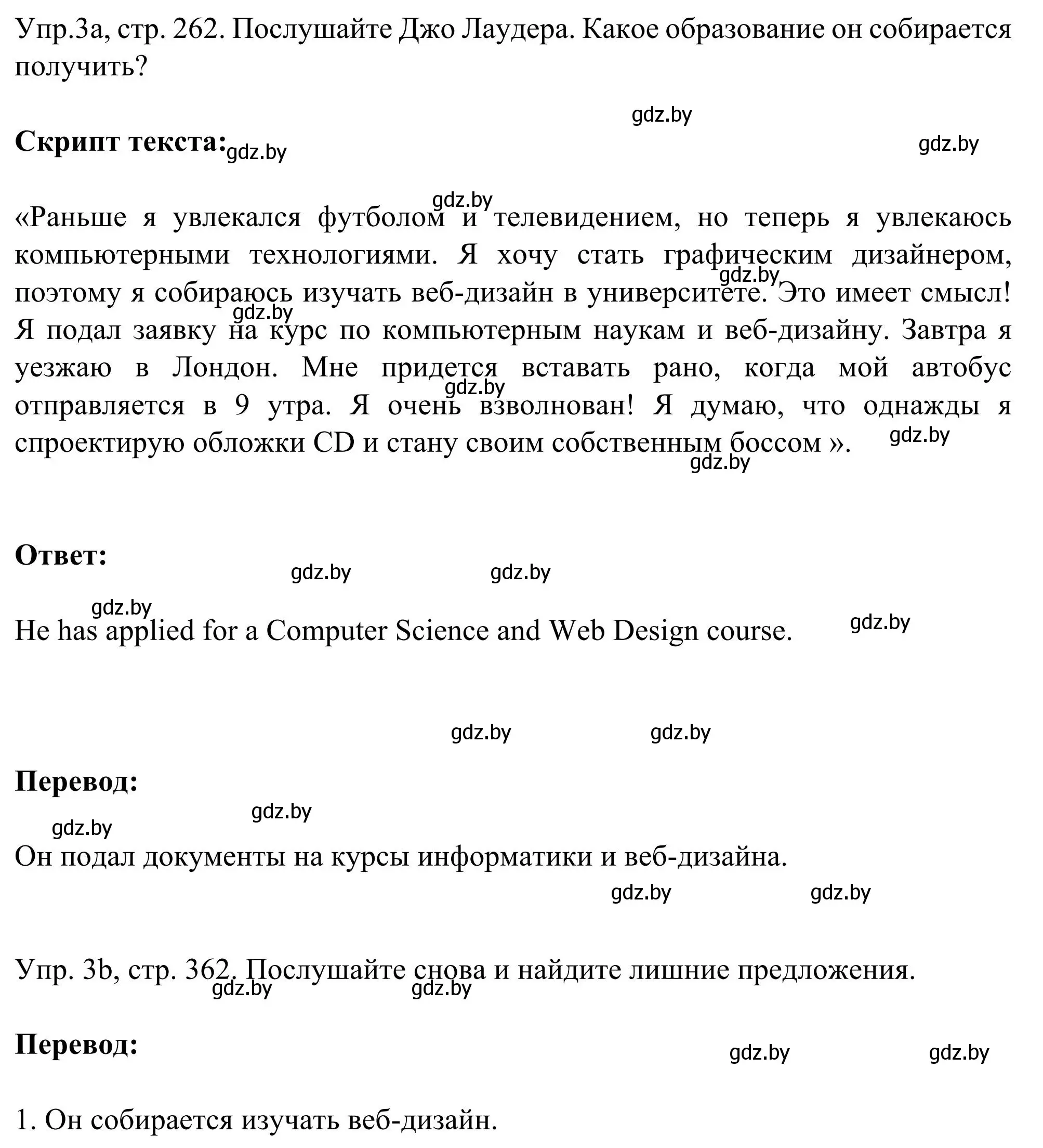 Решение 2. номер 3 (страница 262) гдз по английскому языку 9 класс Лапицкая, Демченко, учебник