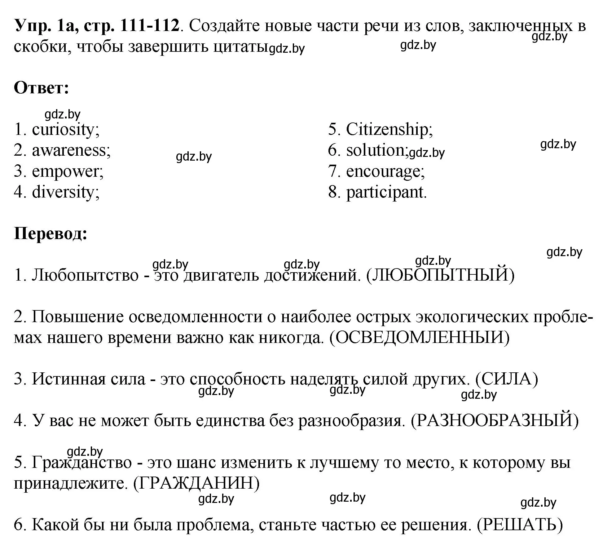 Решение номер 1 (страница 111) гдз по английскому языку 10 класс Демченко, Бушуева, рабочая тетрадь 2 часть