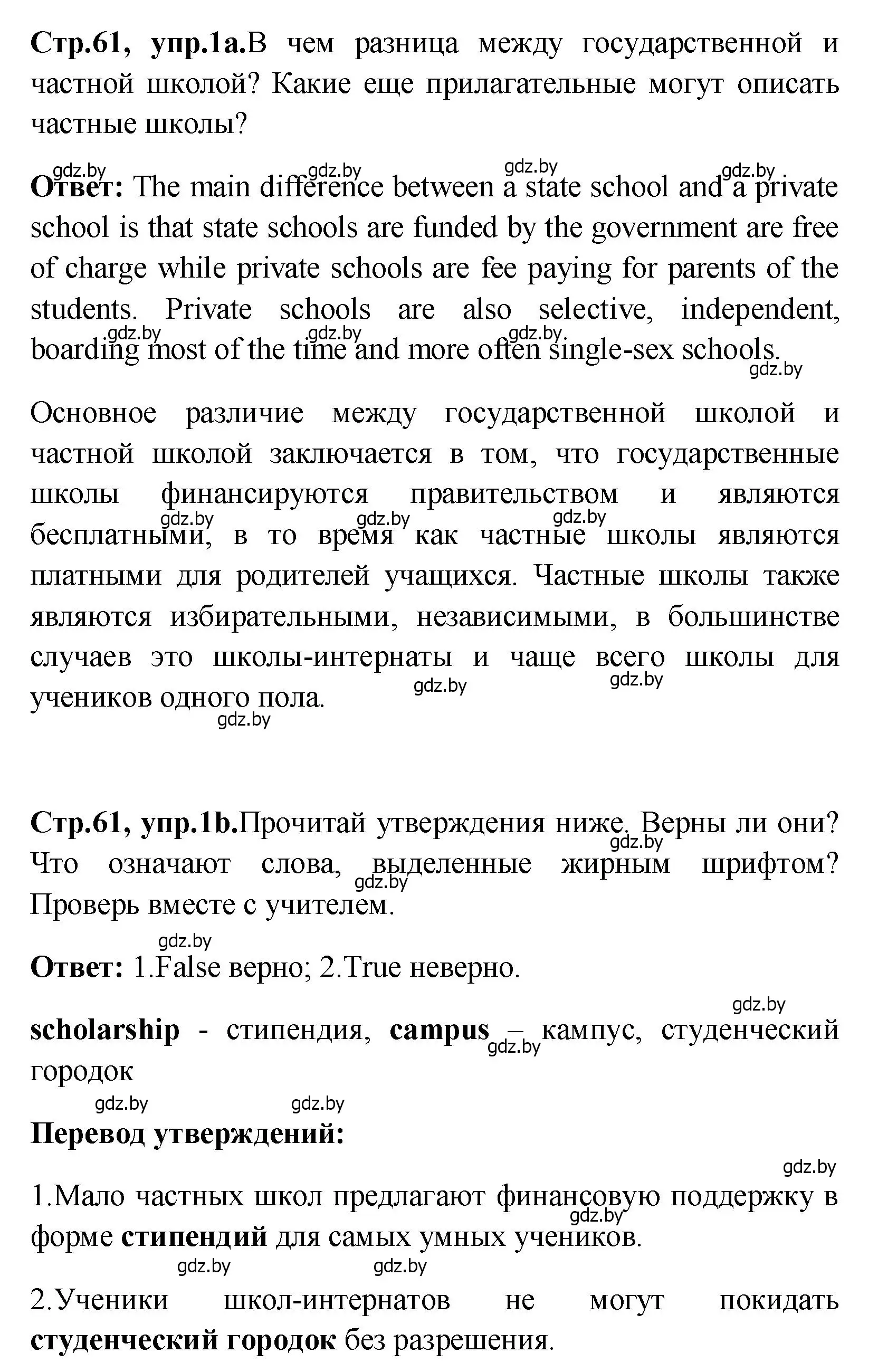 Решение номер 1 (страница 61) гдз по английскому языку 10 класс Демченко, Бушуева, учебник