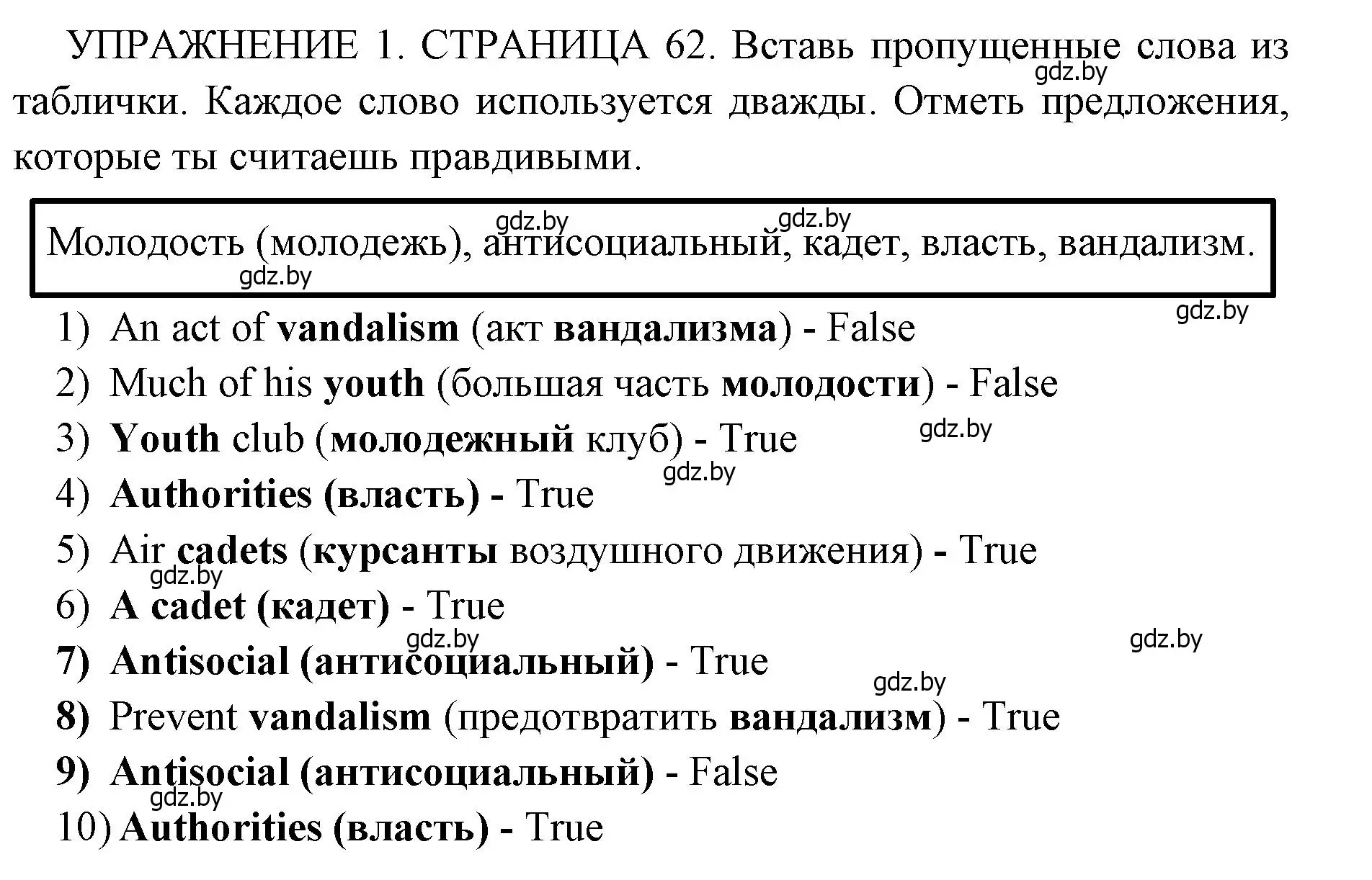 Решение 2. номер 1 (страница 62) гдз по английскому языку 10 класс Юхнель, Наумова, рабочая тетрадь 1 часть