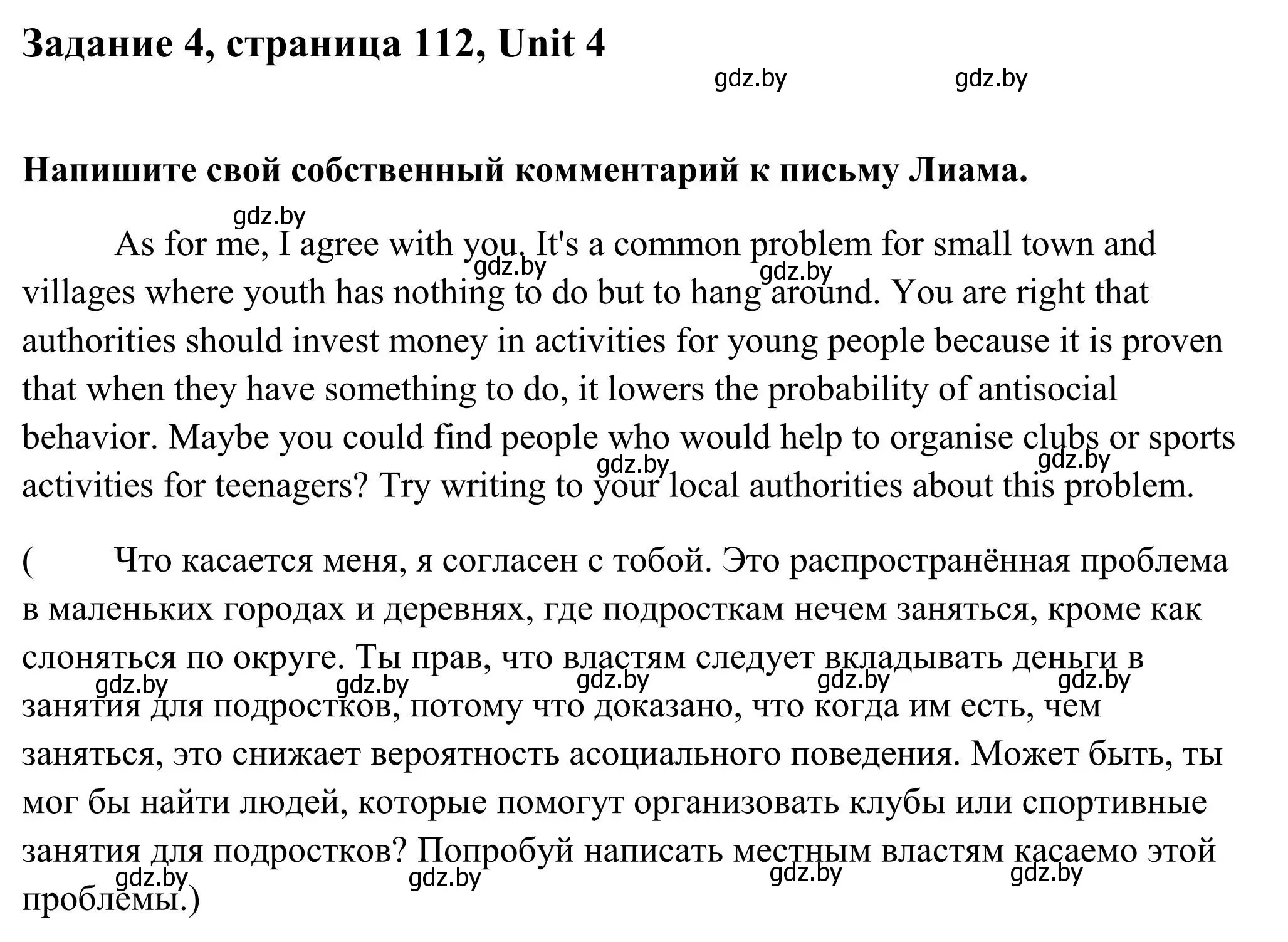 Решение номер 4 (страница 112) гдз по английскому языку 10 класс Юхнель, Наумова, учебник