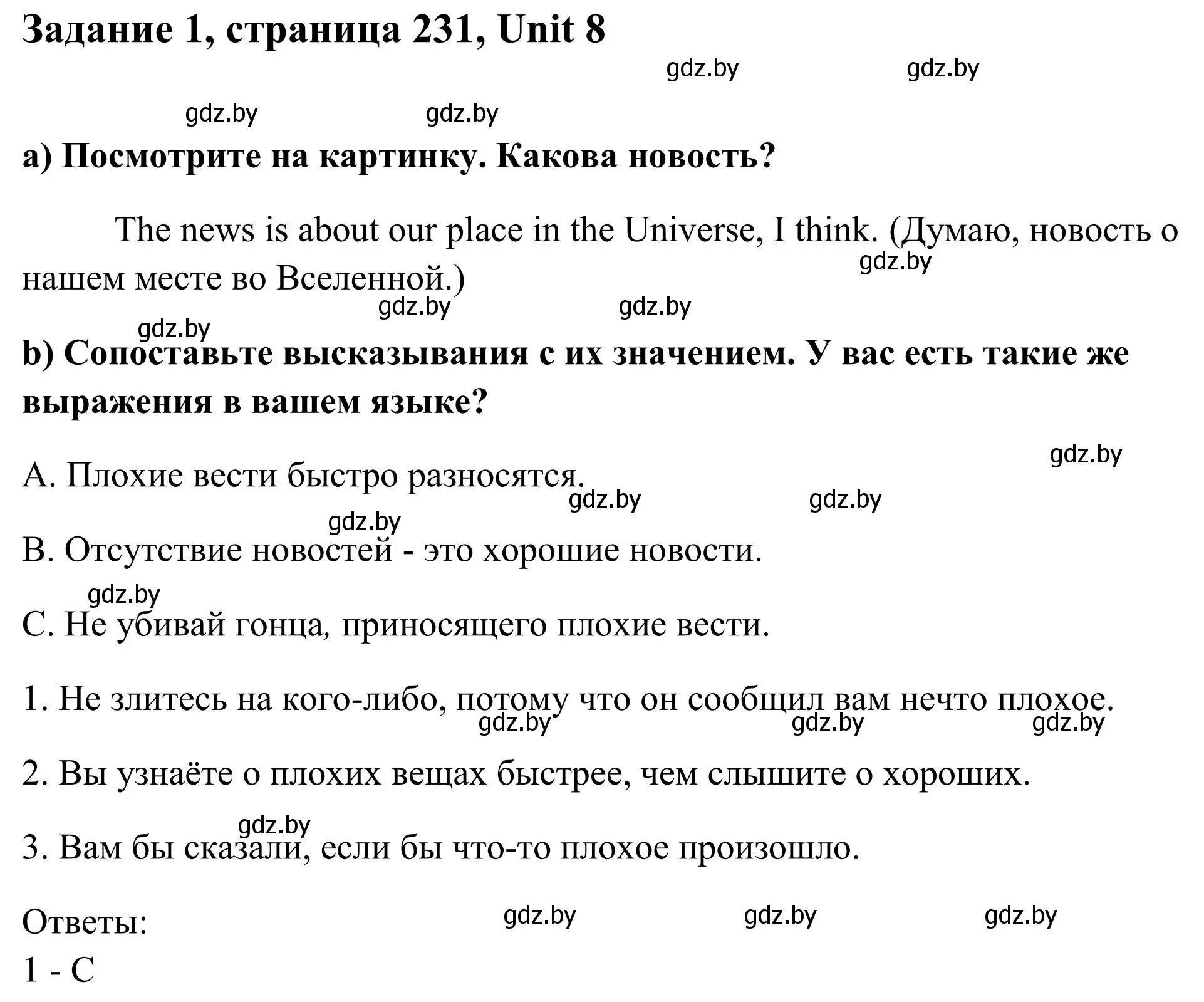 Решение номер 1 (страница 231) гдз по английскому языку 10 класс Юхнель, Наумова, учебник