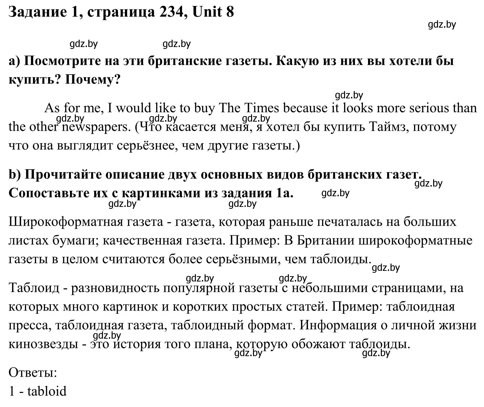 Решение номер 1 (страница 234) гдз по английскому языку 10 класс Юхнель, Наумова, учебник